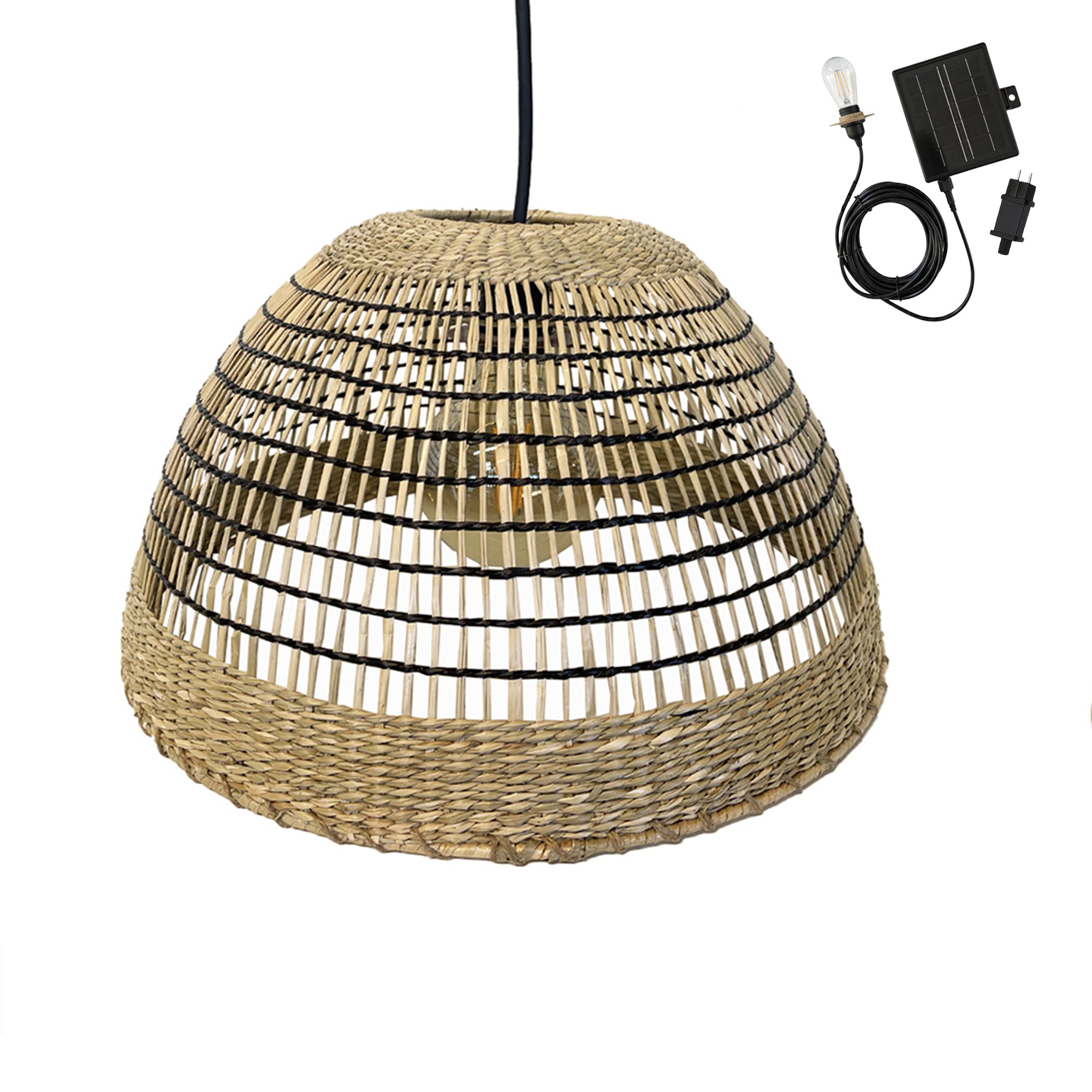 Suspension Solaire Bohème Cesare Beige Herbe Marine H19cm