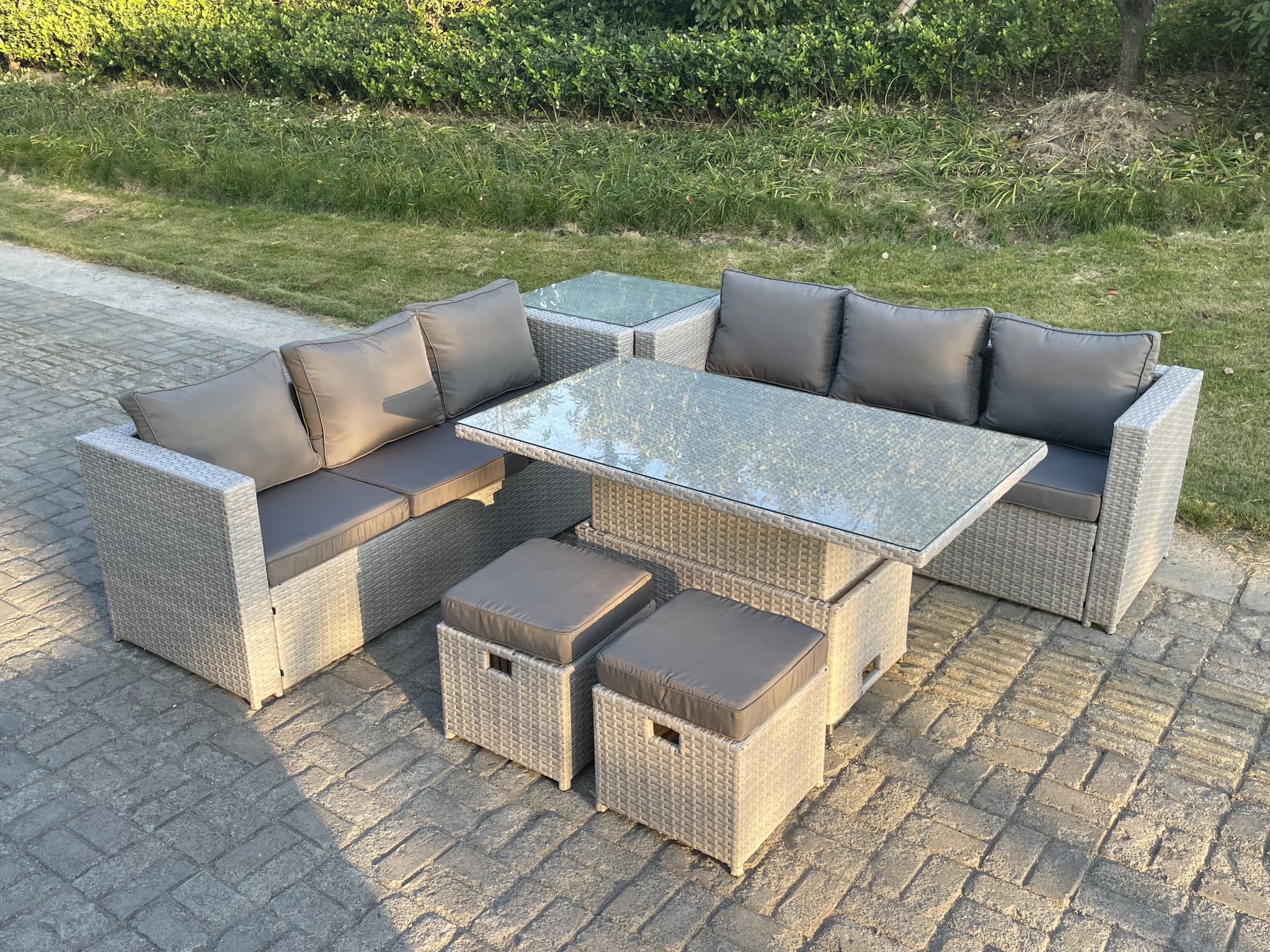 Salon De Jardin Exterieur Table À Manger Réglable En Hauteur Ave Canapé
