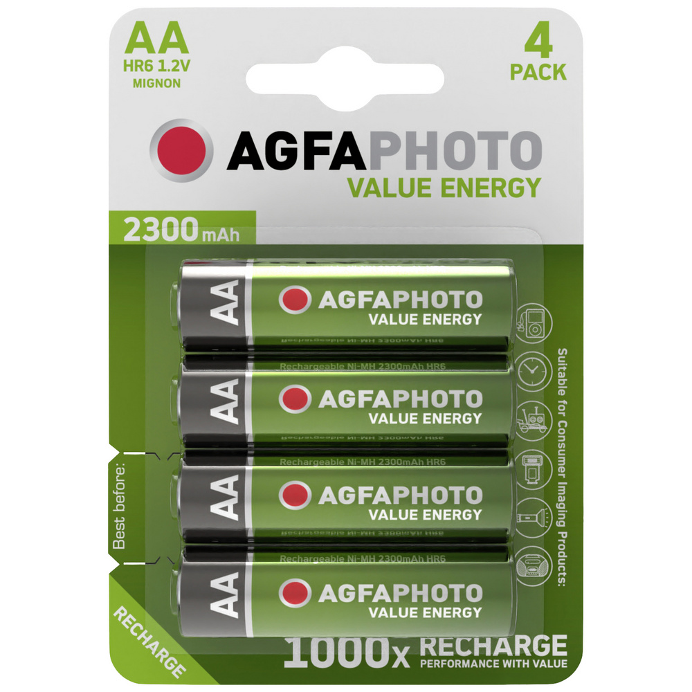 Unbekannt Agfaphoto Hr06 Mignon (Aa)-Akku Nimh 2300 Mah 1.2 V 4 St.
