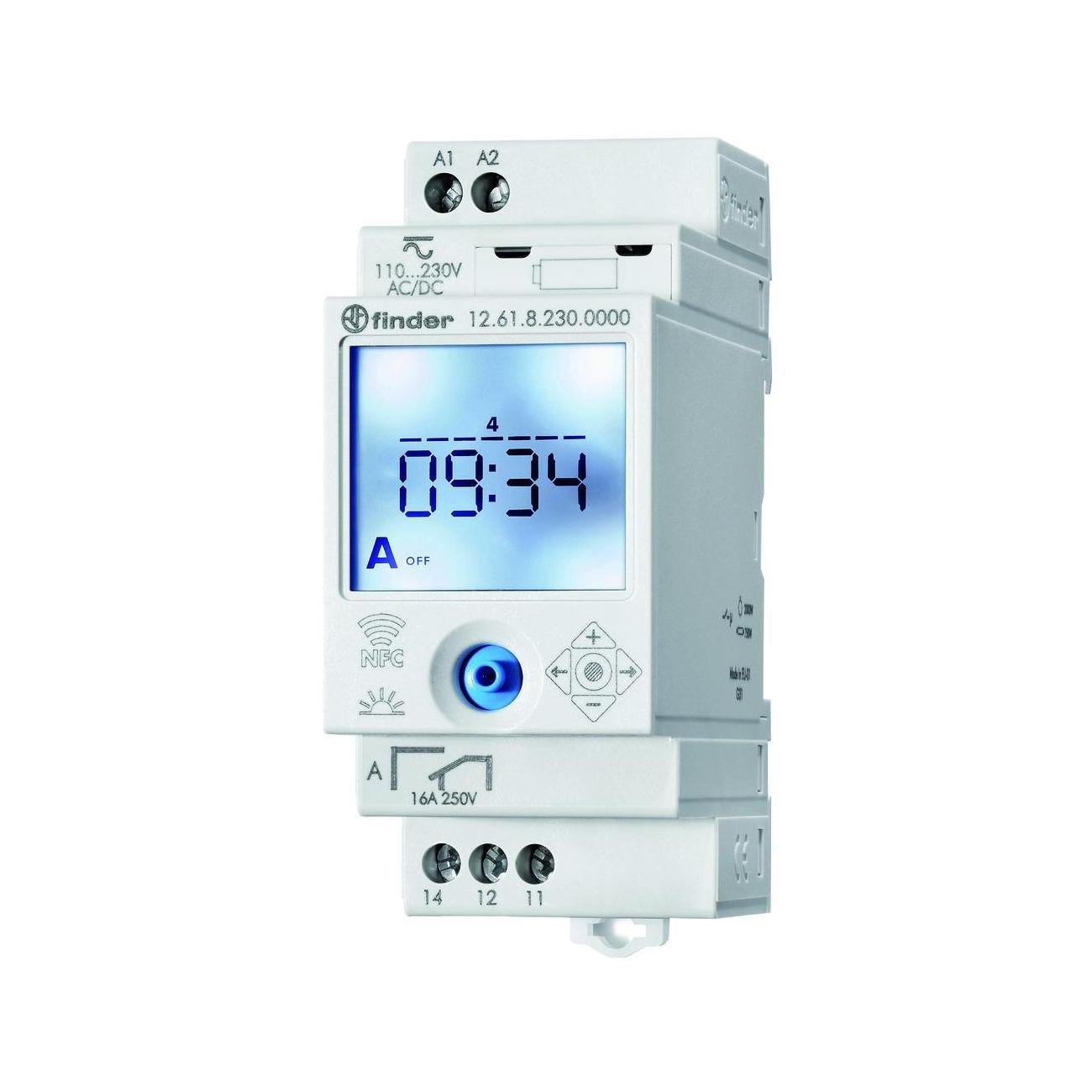 Finder 12.61.8.230.0000 Zeitschaltuhr Für Hutschiene 230 V/Dc, 230 V/Ac Wochenprogramm