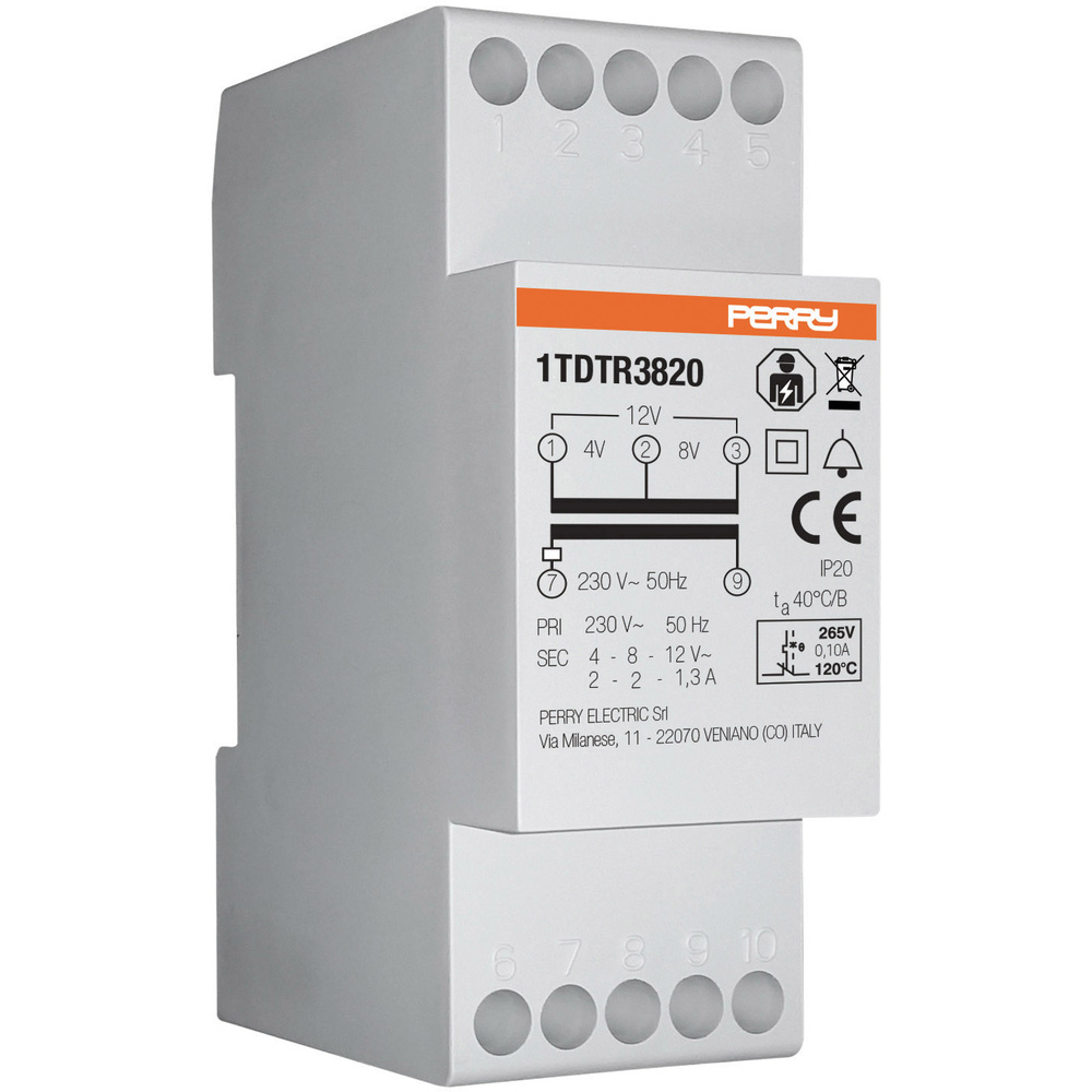 Wallair 1Tdtr3820 Klingel-Transformator 4 V, 8 V, 12 V 2 A