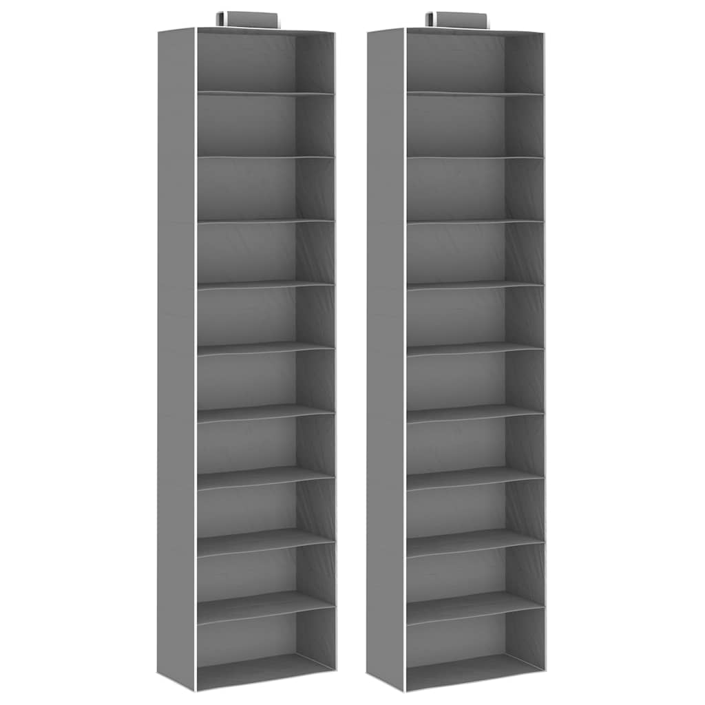 Hanging Closet Organisers 2 Pcs With 10 Shelves Fabric Vidaxl