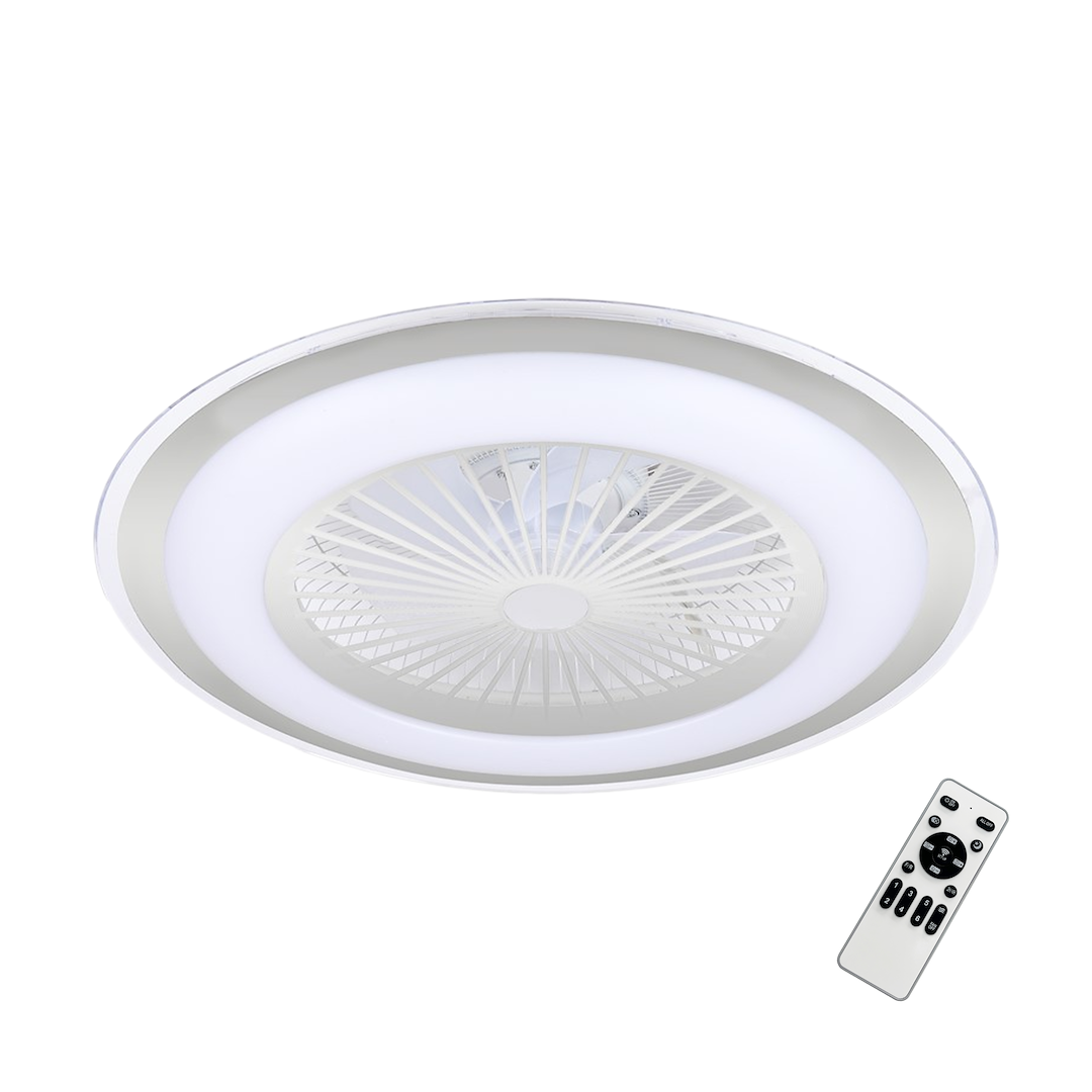 Ventilateur Lampe Led Zephyr Argenté 48 W + Télécommande