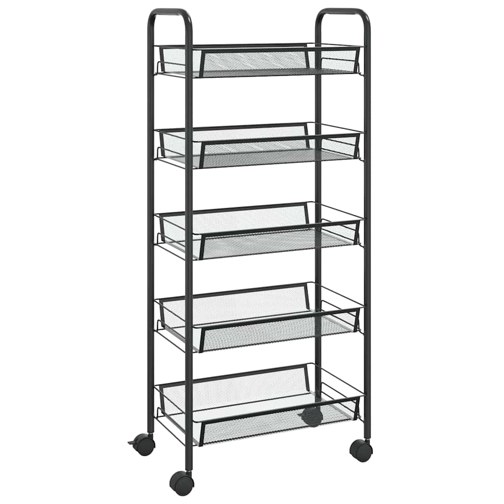 Vidaxl Schwarz Küchenwagen 5 Etagen 46X26x105 Cm Eisen