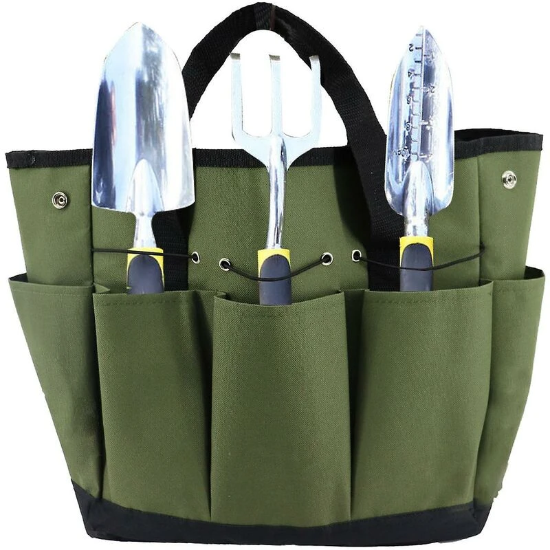 Sac de jardin en tissu Oxford 600D et 210D avec PVC, poches de rangement pour outils, vert foncé