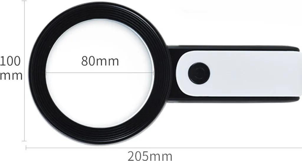 Loupe de poche extra large 100 mm, grossissement x30, 18 LED, monture ABS et verre optique