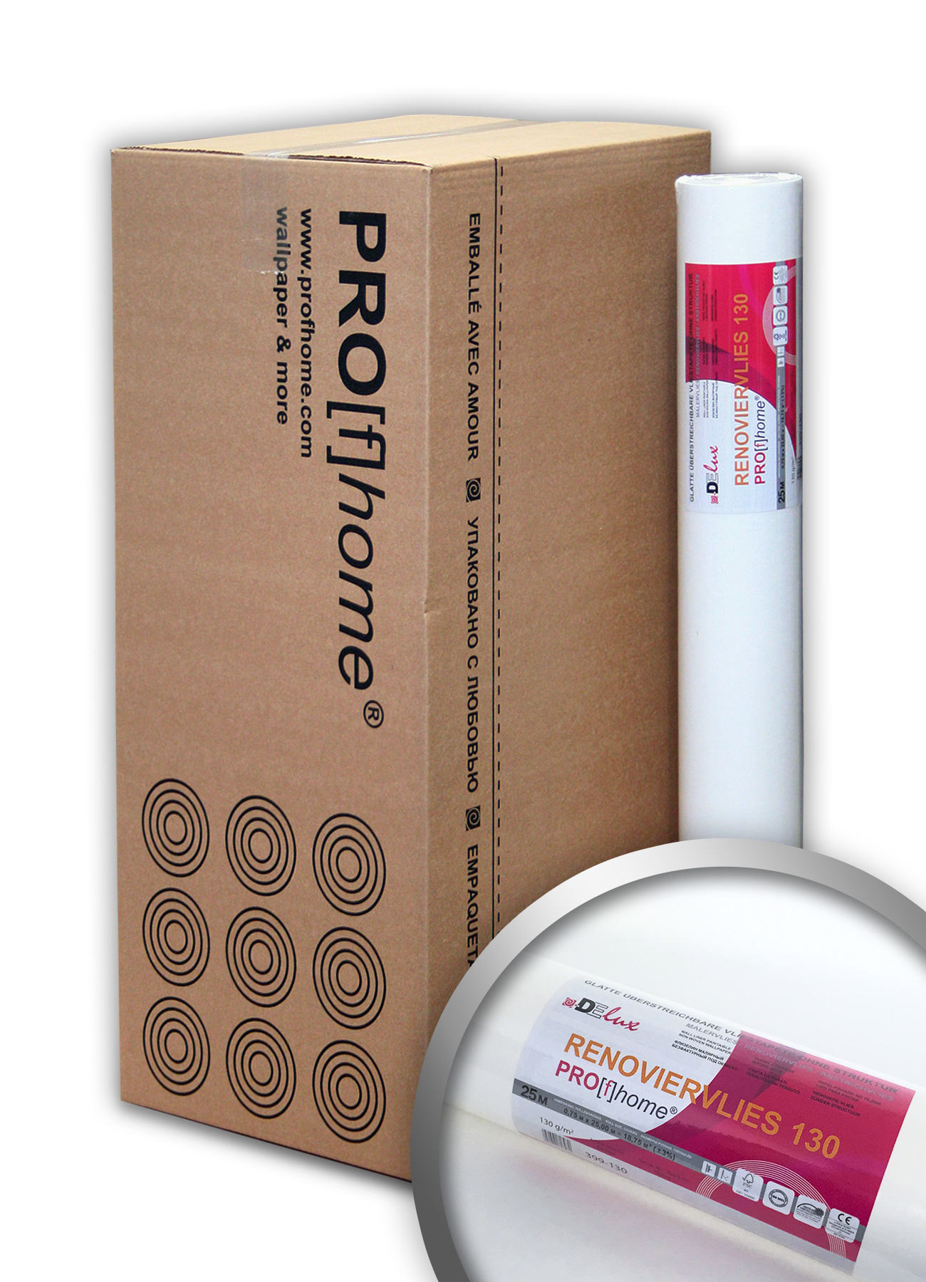 PROFHOME Renoviervlies 130 g Malervlies glatte Vliestapete weiß 168,75 qm 9 Rol - Image 2