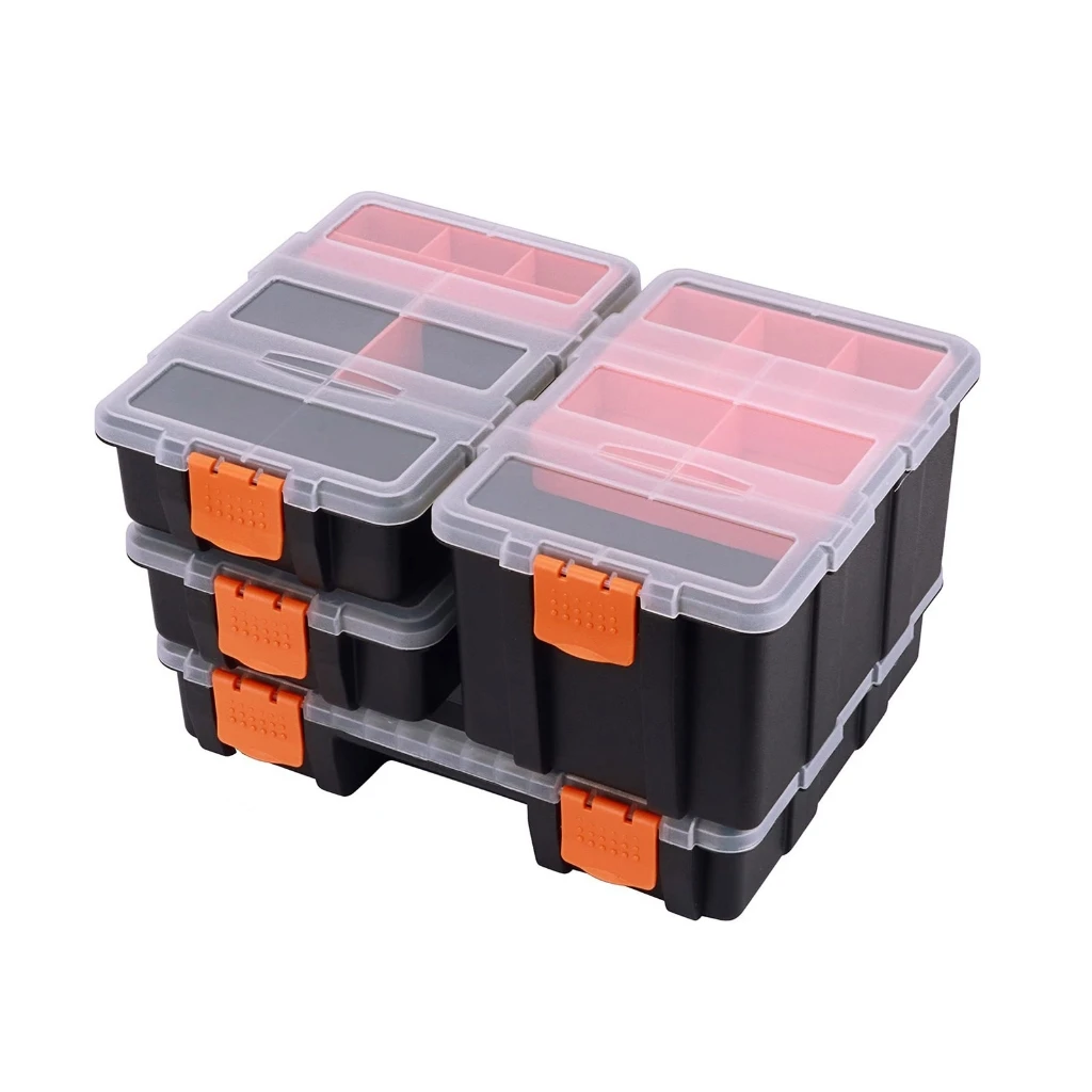 Boîte à outils modulaire en plastique résistant aux chocs, charge 50 kg, compartiments ajustables