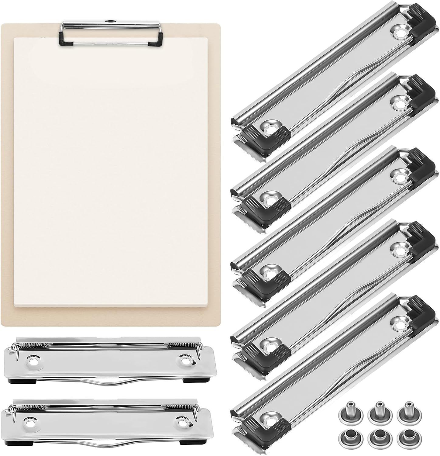 Pinces métalliques 12 cm pour porte-documents, avec clous, lot de pinces