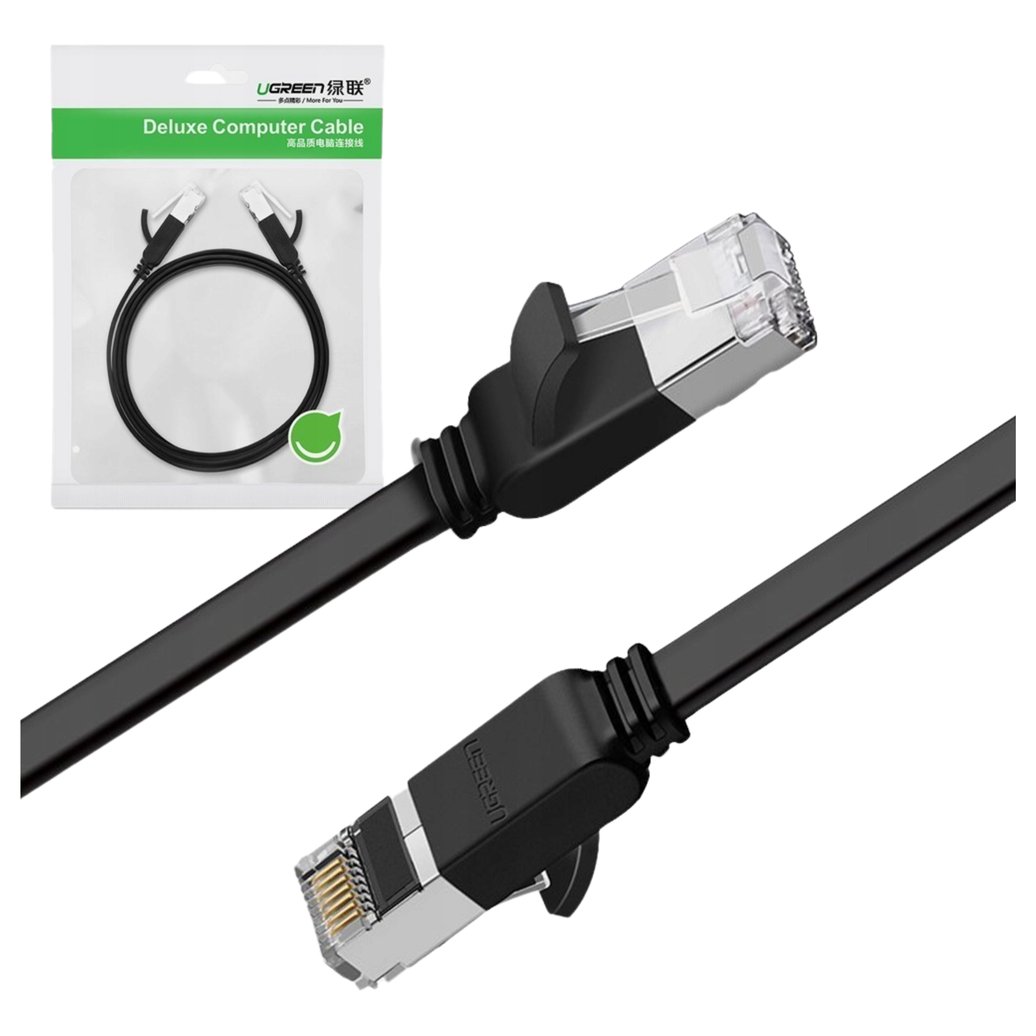 Techstore Schwarz Flaches Patchkabel Utp Rj45 Cat 6 1000 Mbit/S Netzwerkkabel 2 M