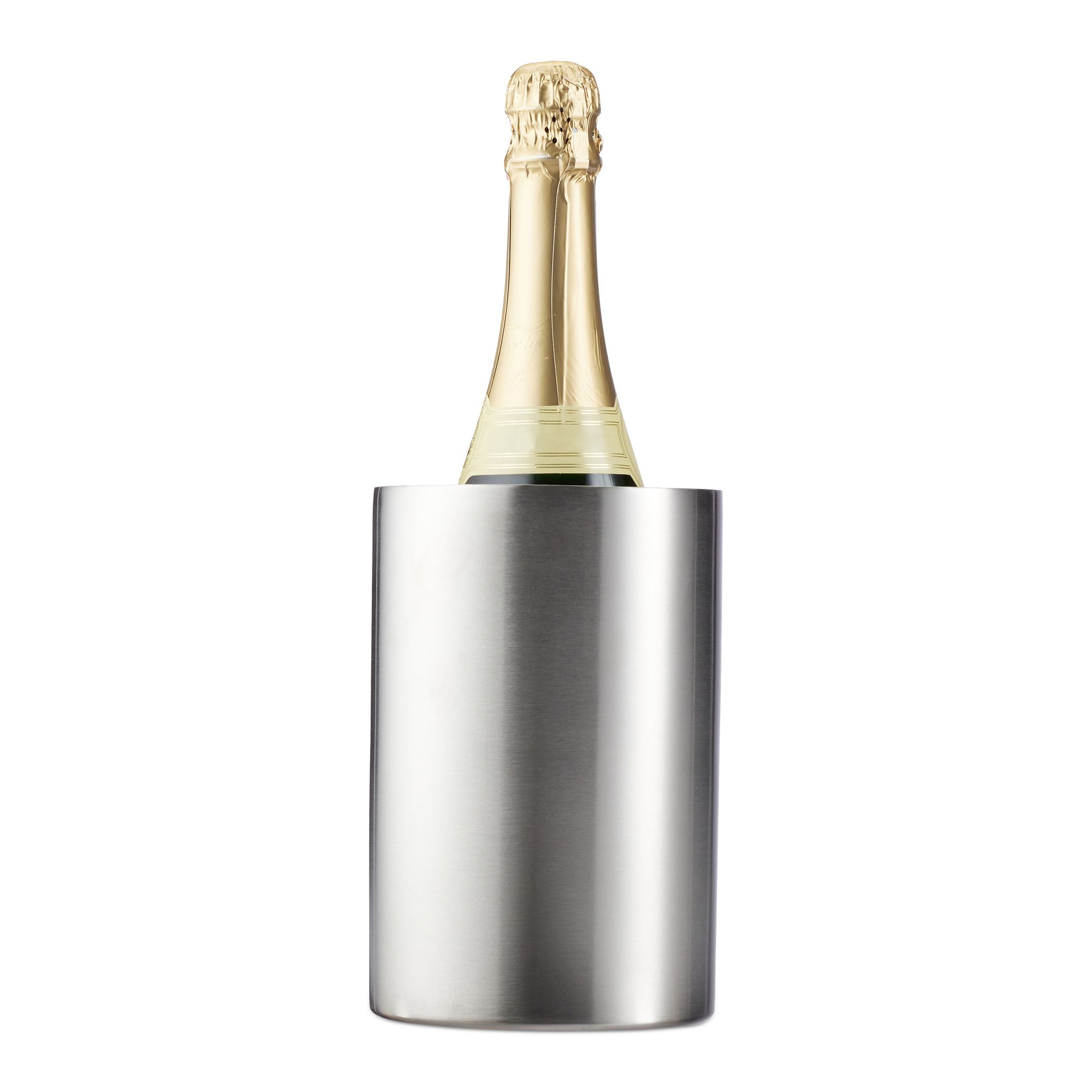 Relaxdays Cestello Ghiaccio In Acciaio, Doppia Parete, Isolamento, Per Bottiglie Di Vino & Spumante Da Ø 10 Cm, Argento