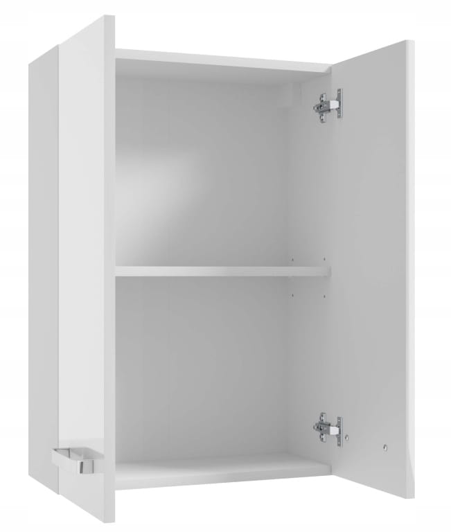 Meuble De Salle De Bain Suspendu Avec Étagère 50 Cm Blanc Brillant Mila