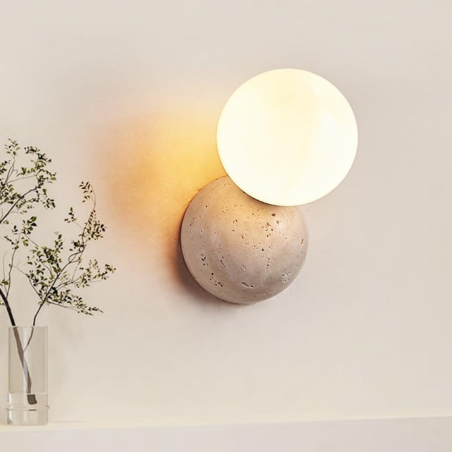 Applique Murale D'Intérieur En Travertin À Lumière Chaude — Lampe