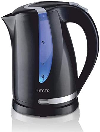 Haeger Schwarz Blackness - Elektrischer Wasserkocher 1,7 Liter, 2200W, 360° Drehbarer Sockel, Verdecktes Heizelement Aus Edelstahl, Trockengehschutz, Automatische Abschaltung - Bild 3