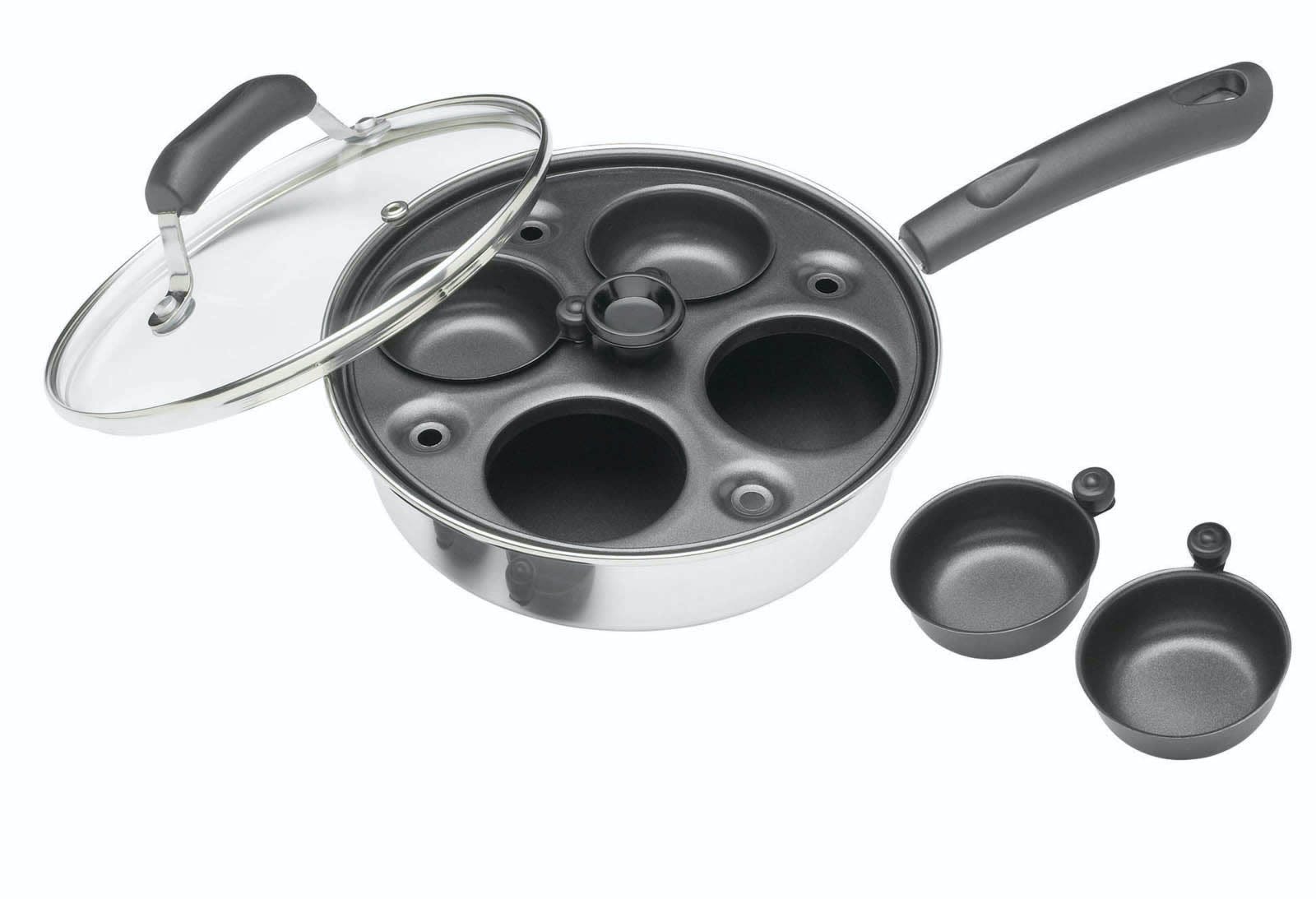 KitchenCraft Eierpochierer, Eierpochierpfanne aus Karbonstahl, Eierpochierpfanne für 4 Eier, 21cm (11''), Silber - Bild 5