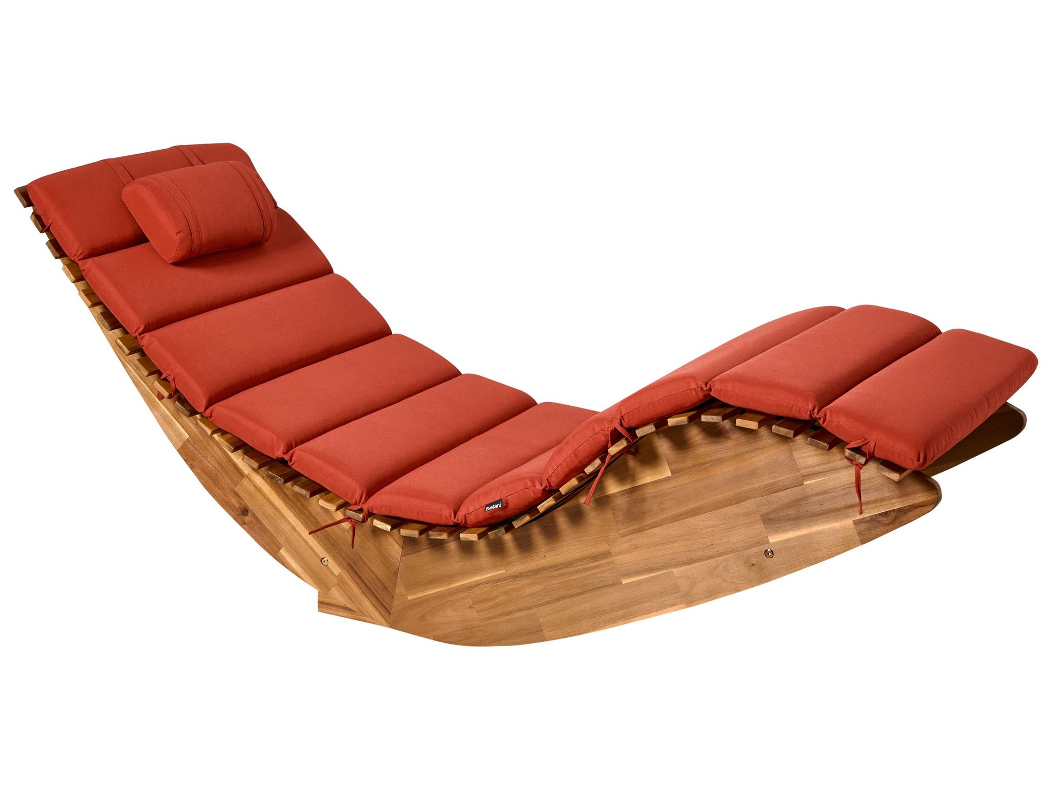 Beliani Sun Lounger With Cushion Brescia Premium Acacia Wood Red
