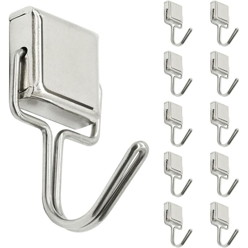 Crochets magnétiques pour rangement mural, capacité 6,35 kg, lot de 10