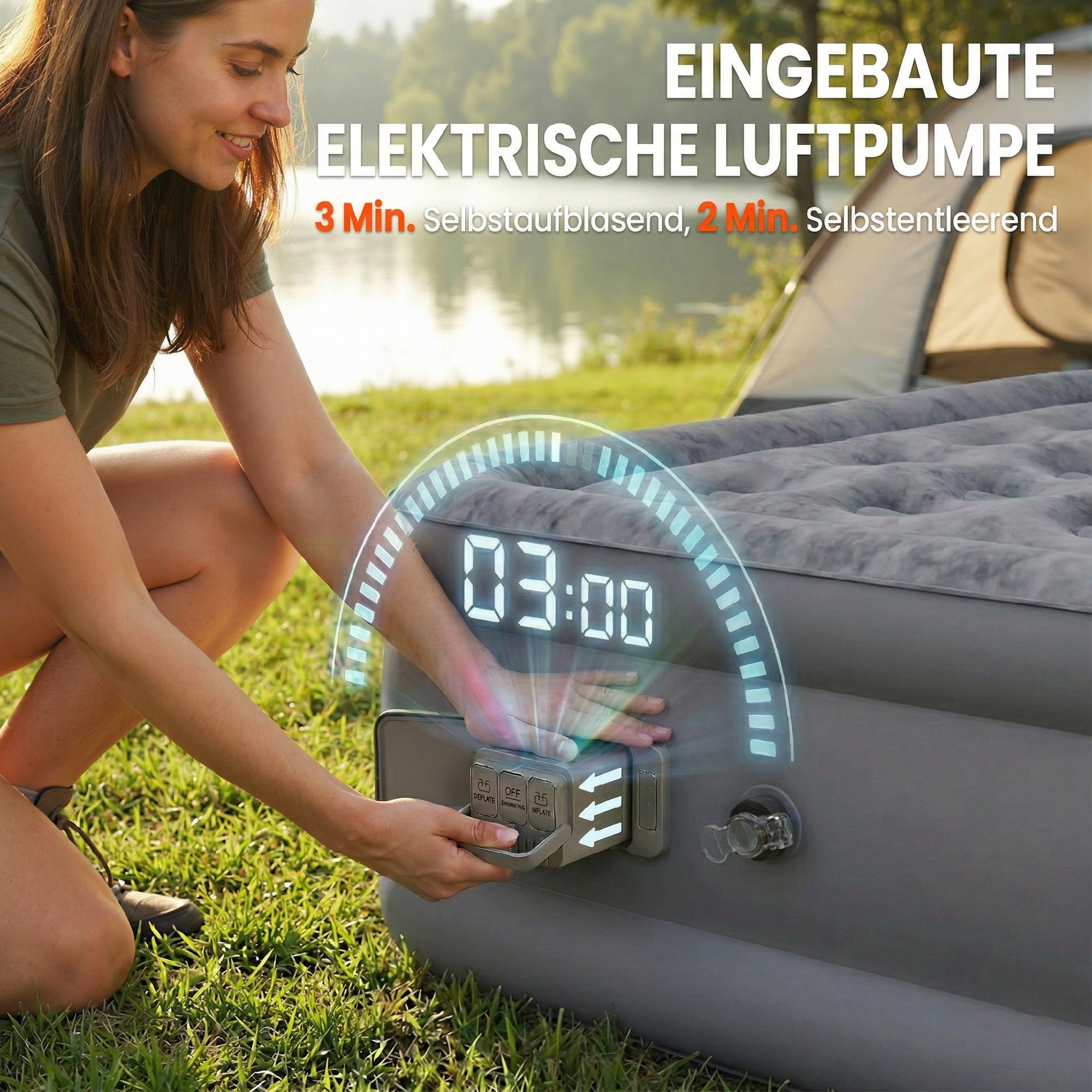 Matelas Autogonflant 1 Place Avec Pompe Électrique Intégrée