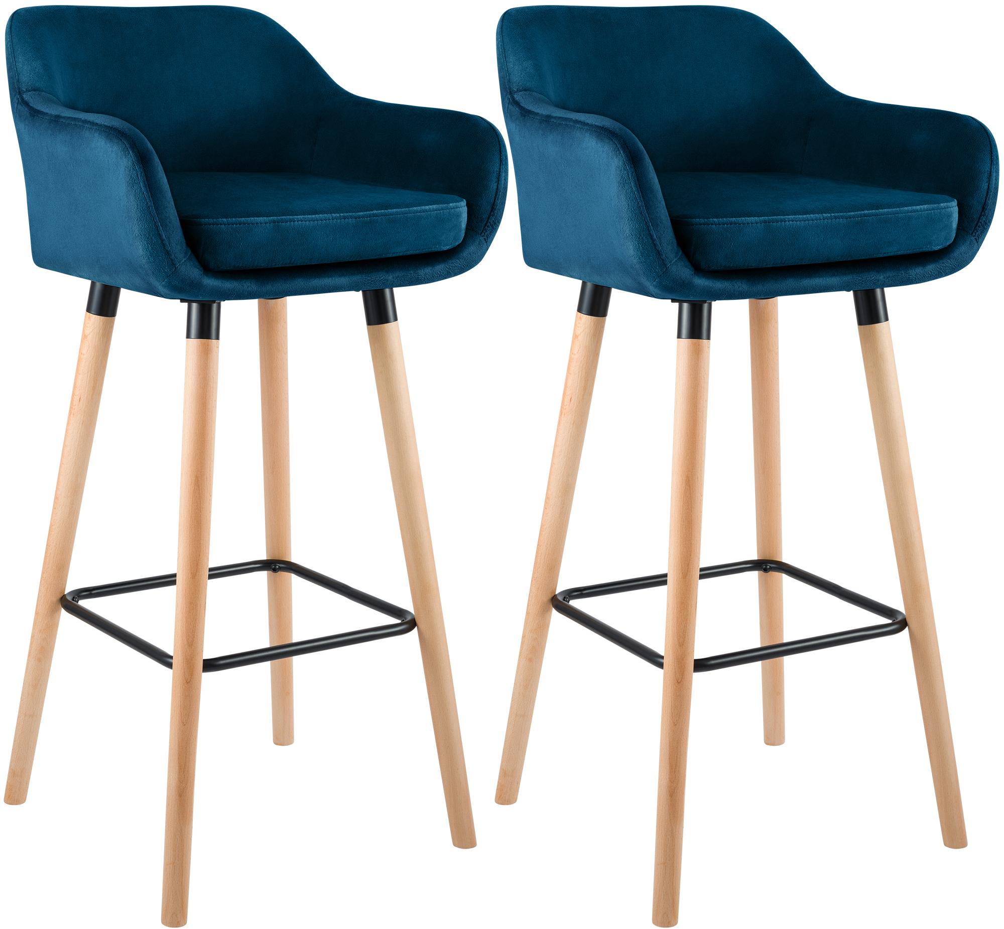 Clp - 2er Set Barhocker Grant Samt Blau