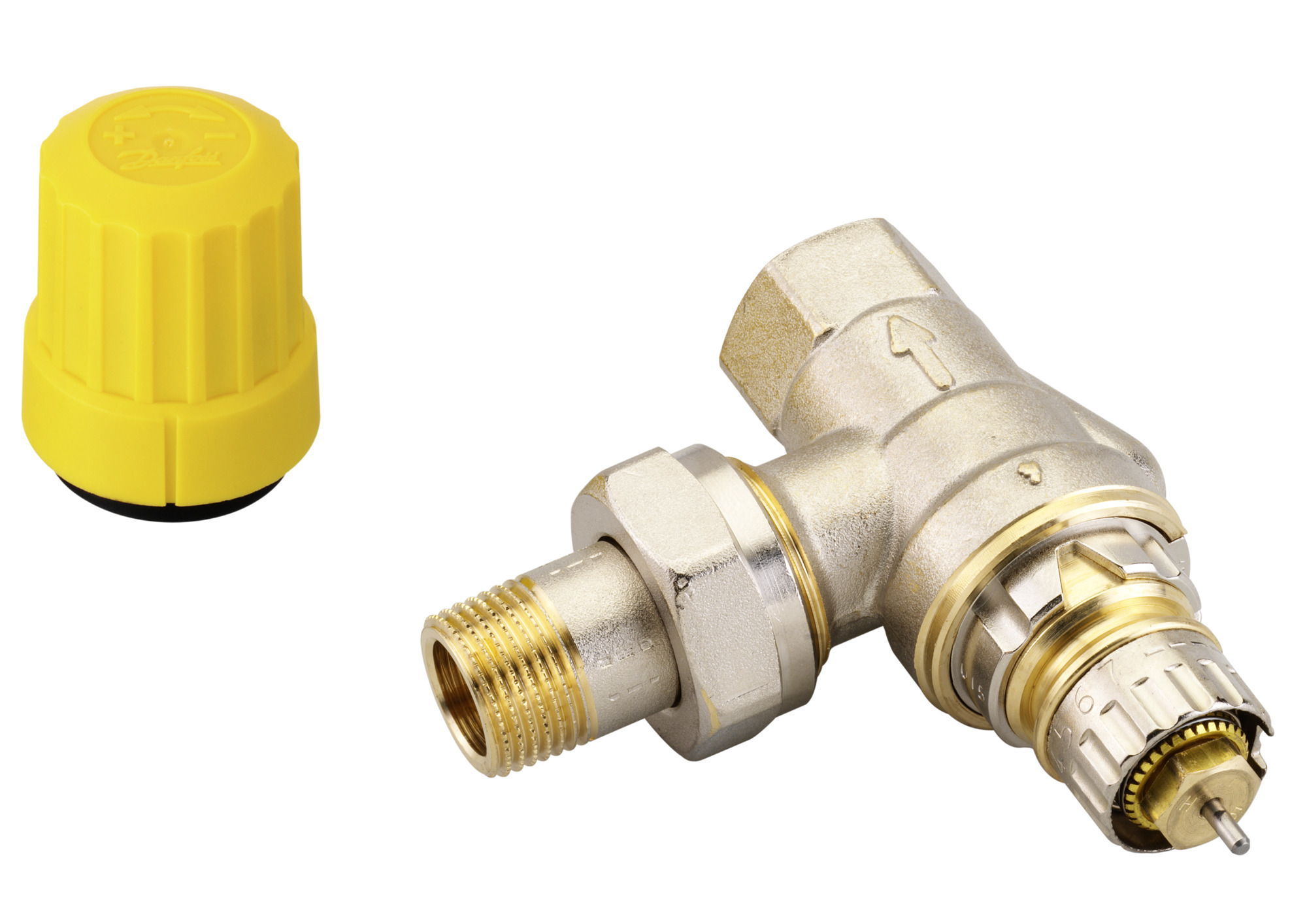 Danfoss Ventilgehäuse Ra-Ur 10 R 3/8", Eckausführung, Matt Vernickelt