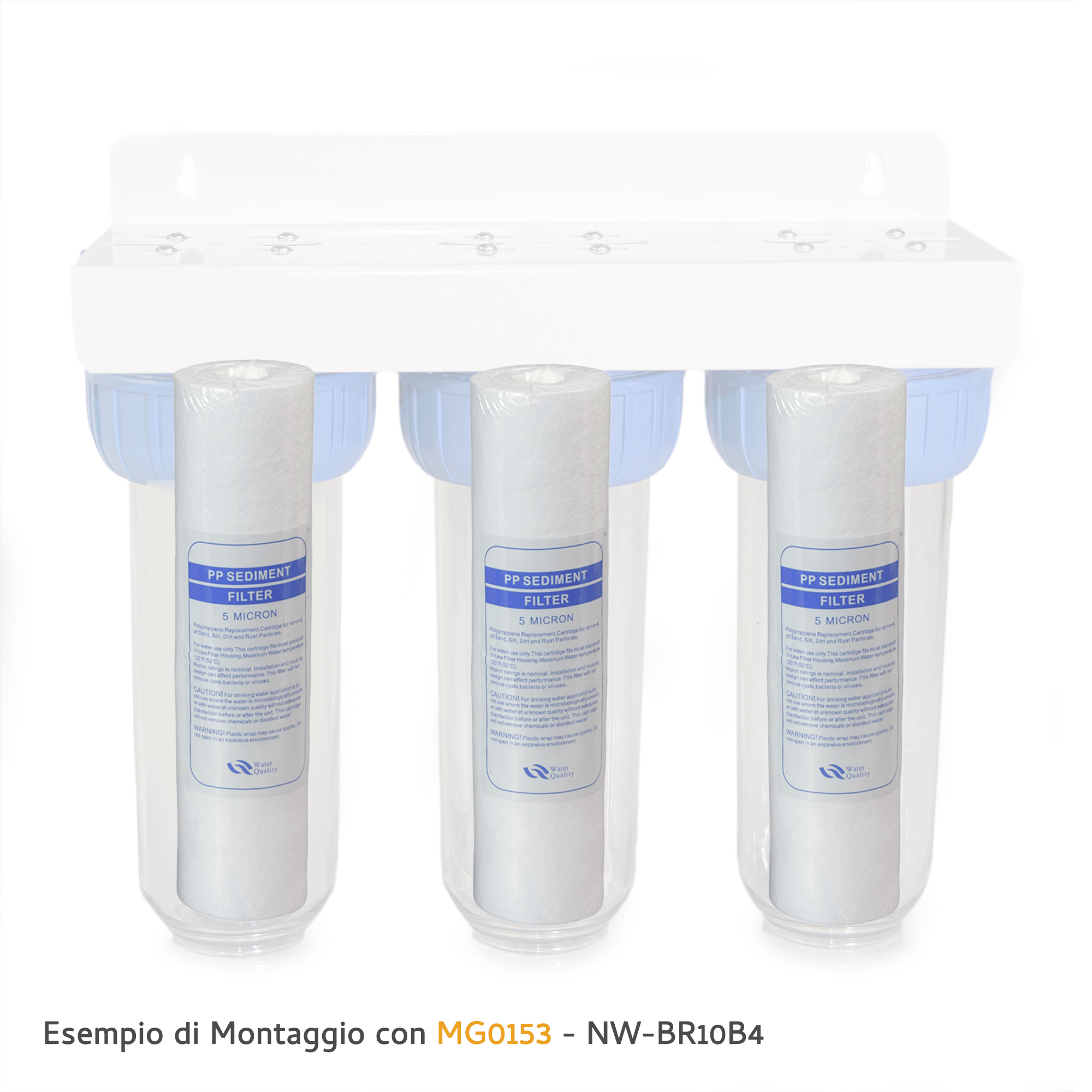 Kit Sedimenti Cartucce 3 Pezzi Filtro Sistema Filtrazione 10" 254mm Acqua 5 Μ