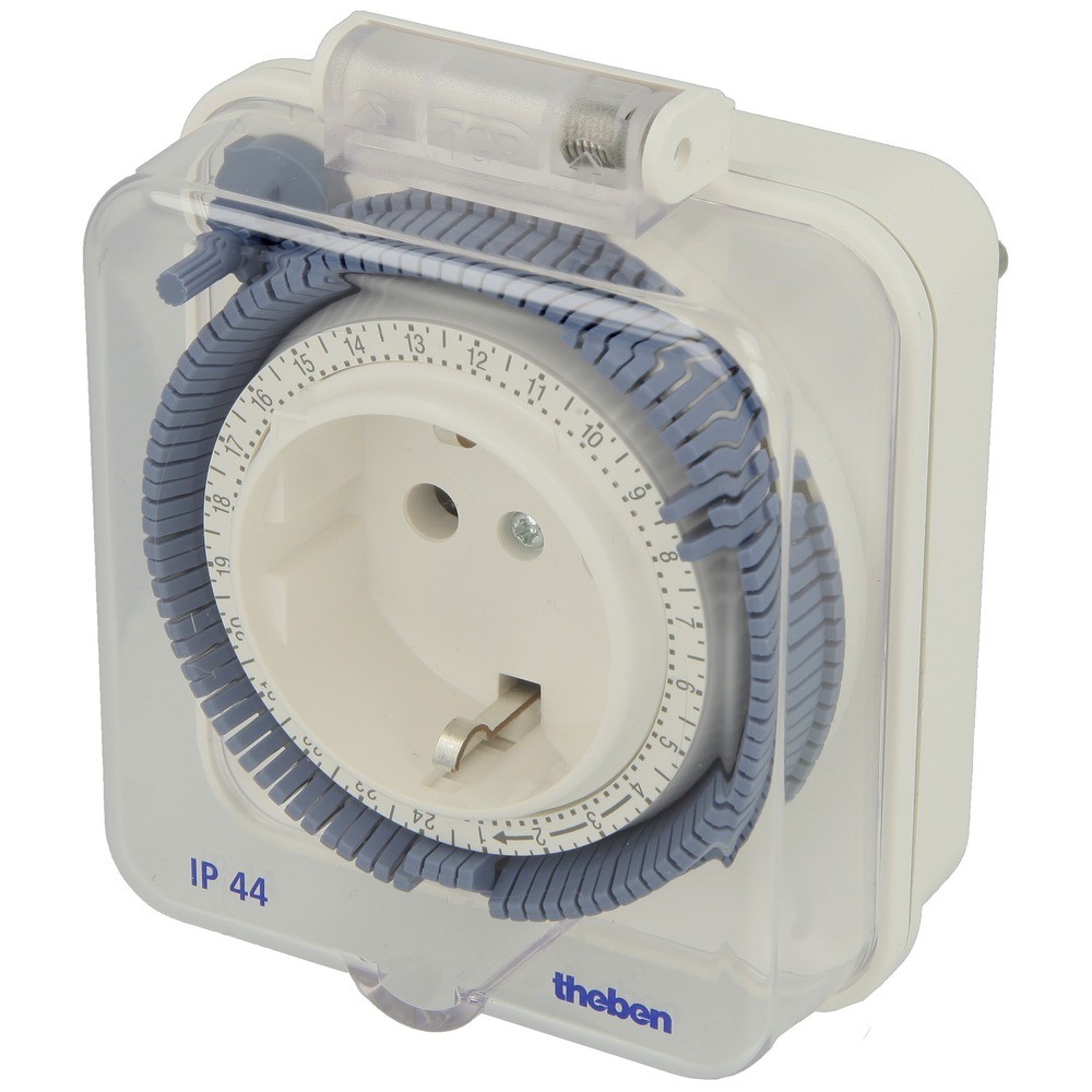 Le Sanitaire - Prise programmable Theben 26 - 24 h IP44 analogique avec couvercle