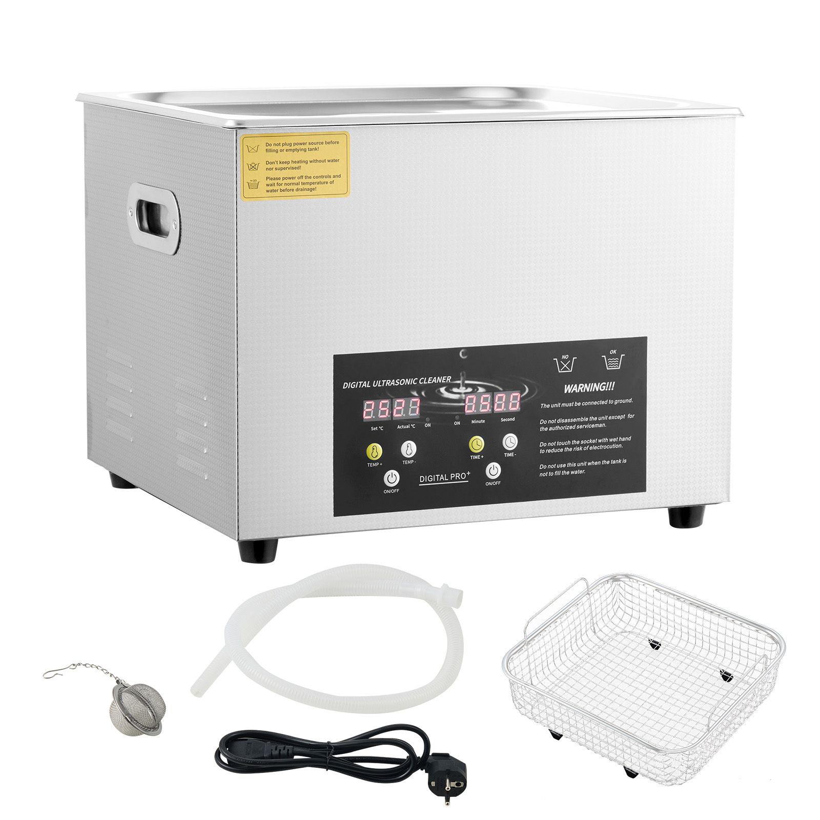 Nettoyeur à ultrasons 15 L, cuve acier inoxydable 304, fréquence 40 kHz, chauffage 600 W, minuterie réglable