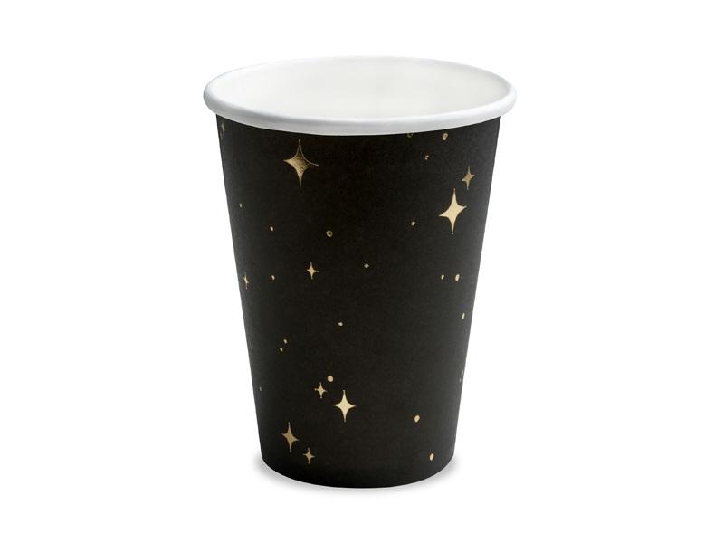 Schwarze Tassen Mit Goldmuster, 260 Ml, 6 Stück.