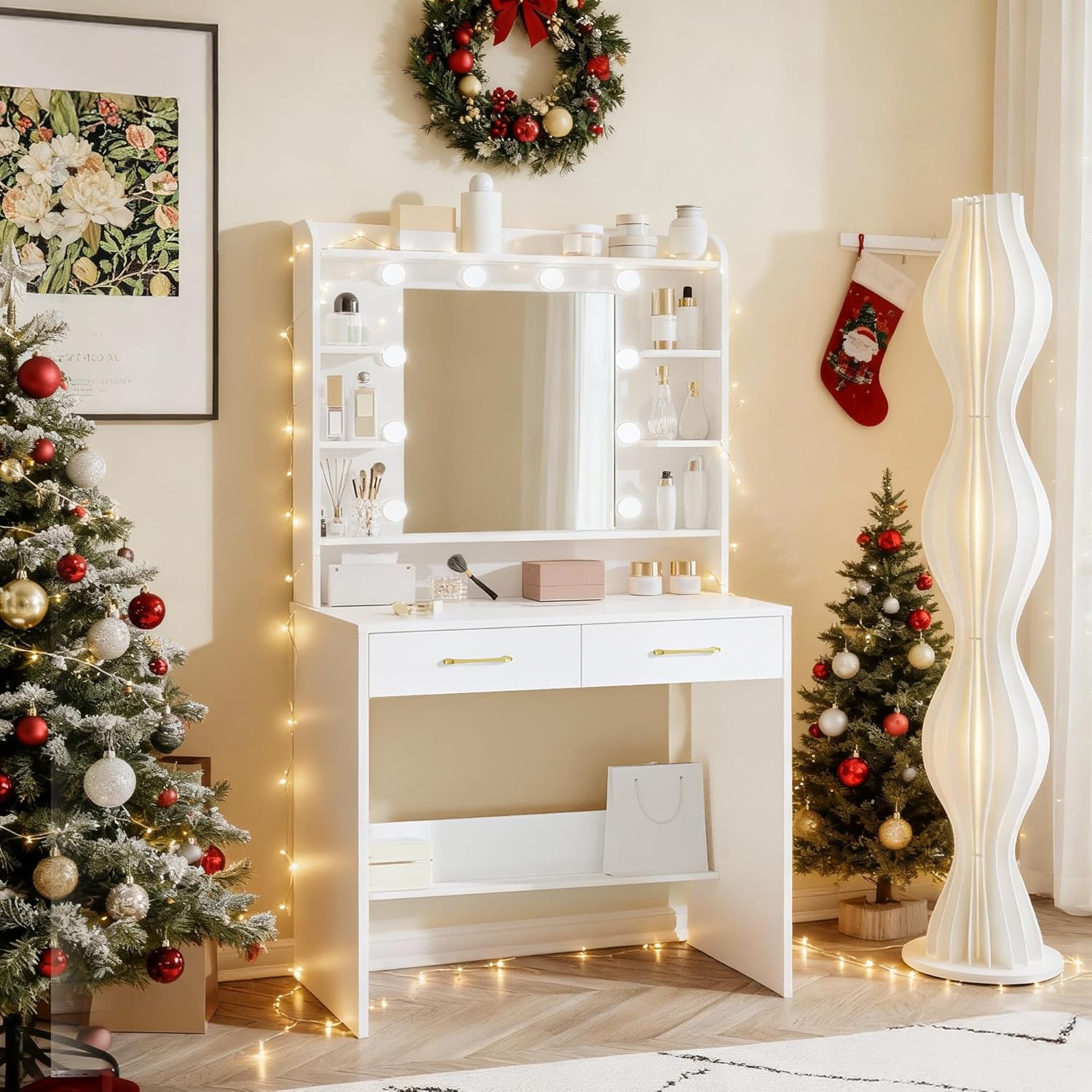 Coiffeuse Enfant Avec Miroir Et Éclairage Led – Luminosité Réglable – 2