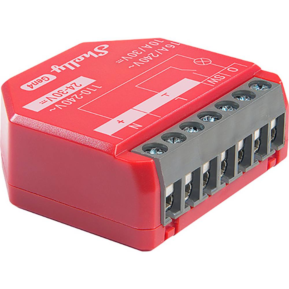 SHELLY Relais 1PM Gen4, 16 A, WLAN, Bluetooth, rot