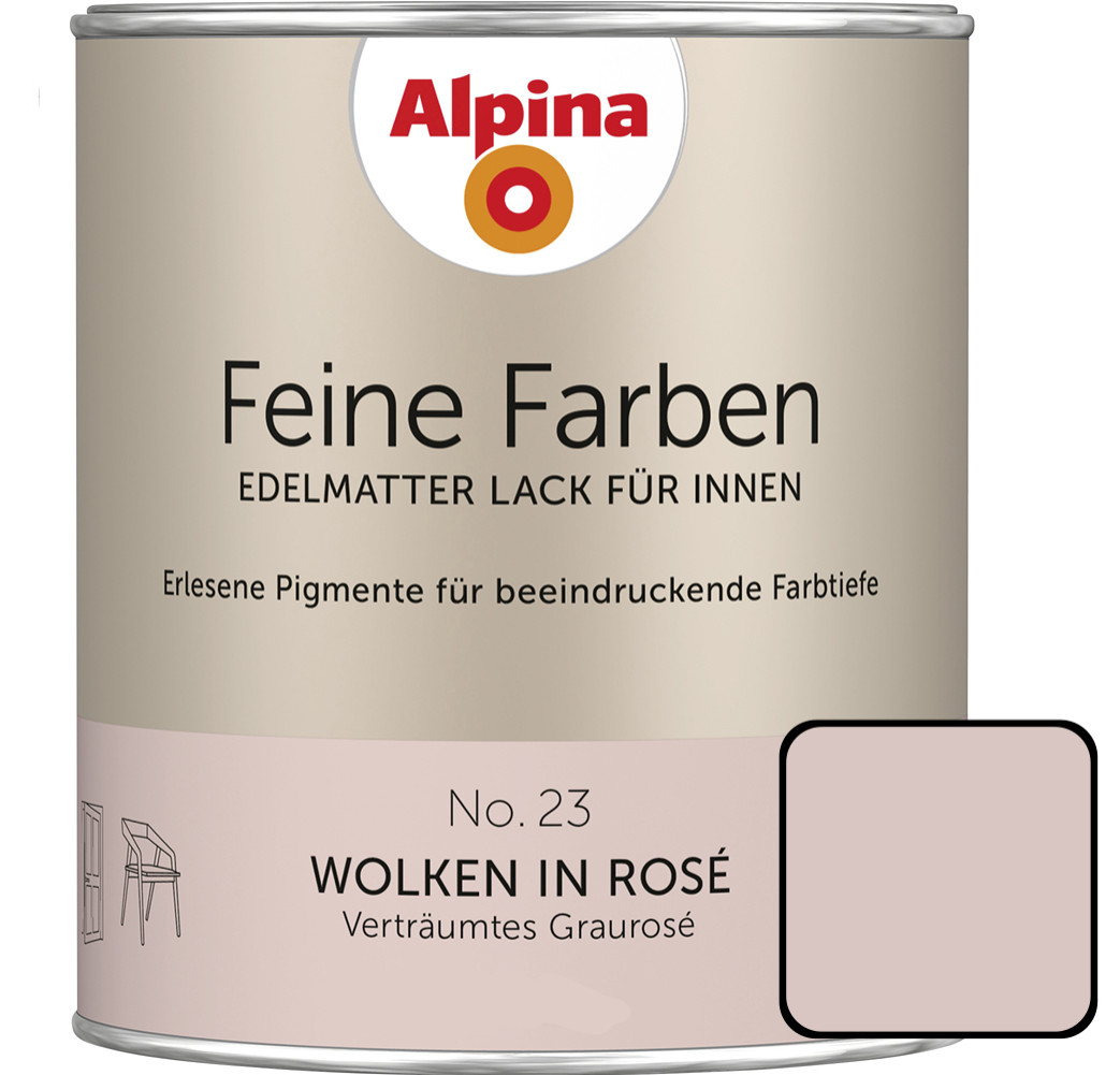 Feine Farben Lack No. 23 Wolken In Rosé Graurosé Edelmatt 750 Ml Buntlacke - Alpina
