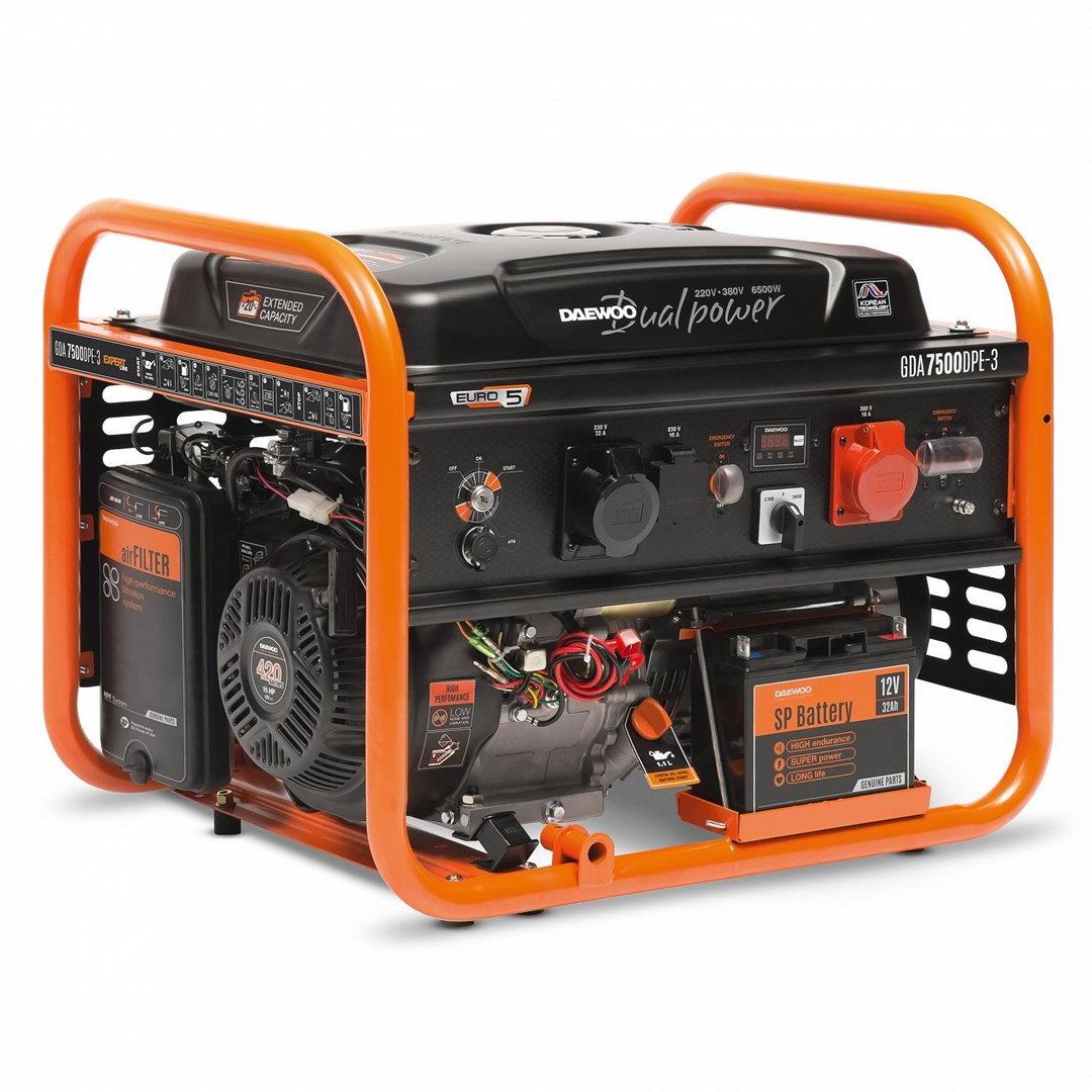 Daewoo GDA 7500DPE-3, 6000 W, 30 l, Benzin, Manuell/Elektronisch, 50 Hz, 32 A - Image 4