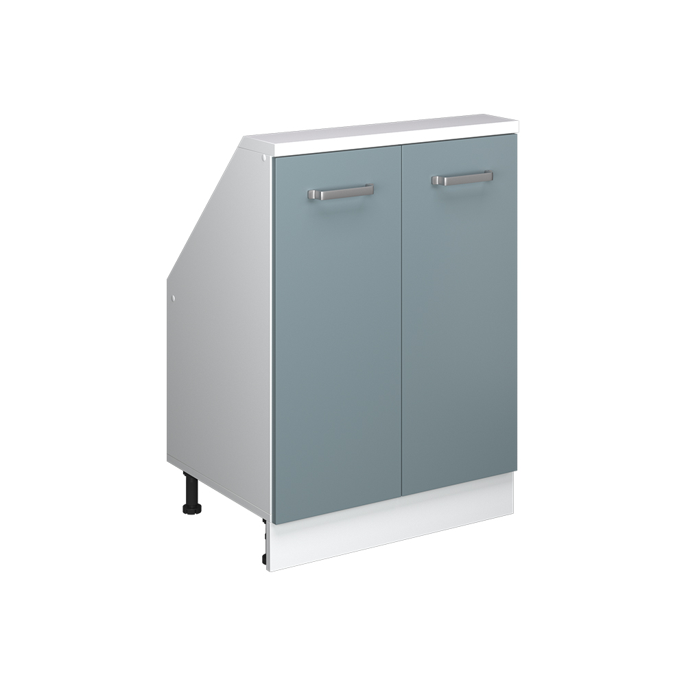 Küchenschrank Für Dachschrägen R-line, Blau-grau/weiß, 60 Cm Mit 2 Türen, Vicco