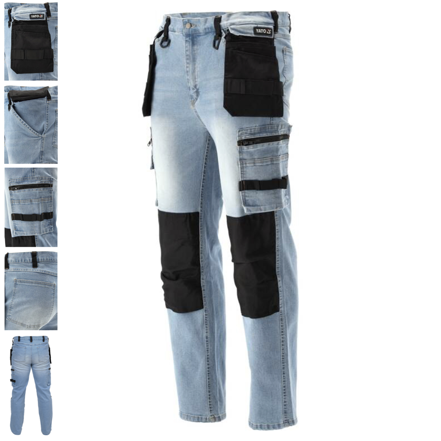 Bricoline Blau Pantaloni Da Lavoro, Jeans Elasticizzati, Blu/Nero, Taglia L