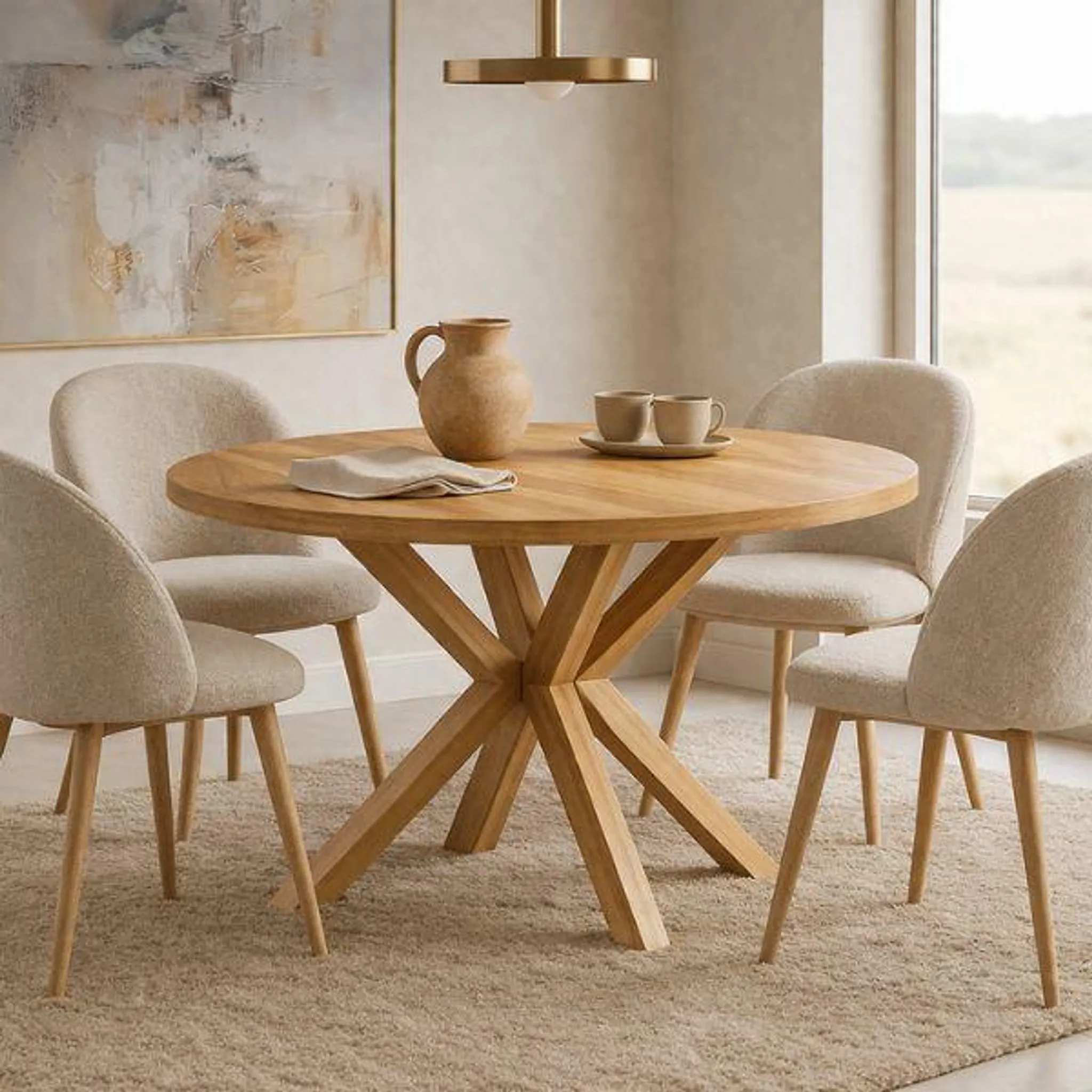 Table De Salle À Manger Ronde Extensible Ral Avec Pieds En Bois
