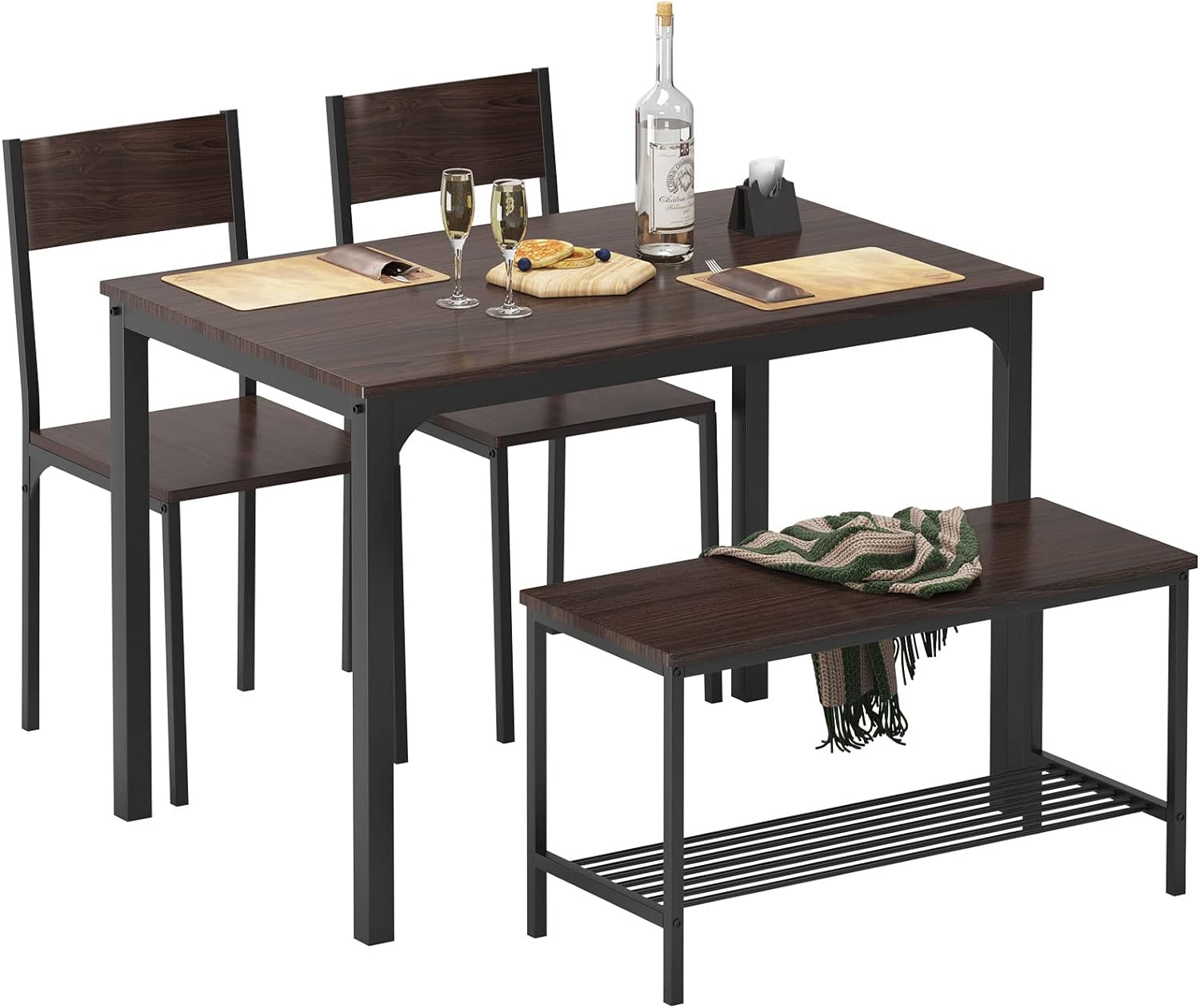 Ensemble Table À Manger 4 Pièces Avec Table À Manger 110 X 70 X 76 Cm