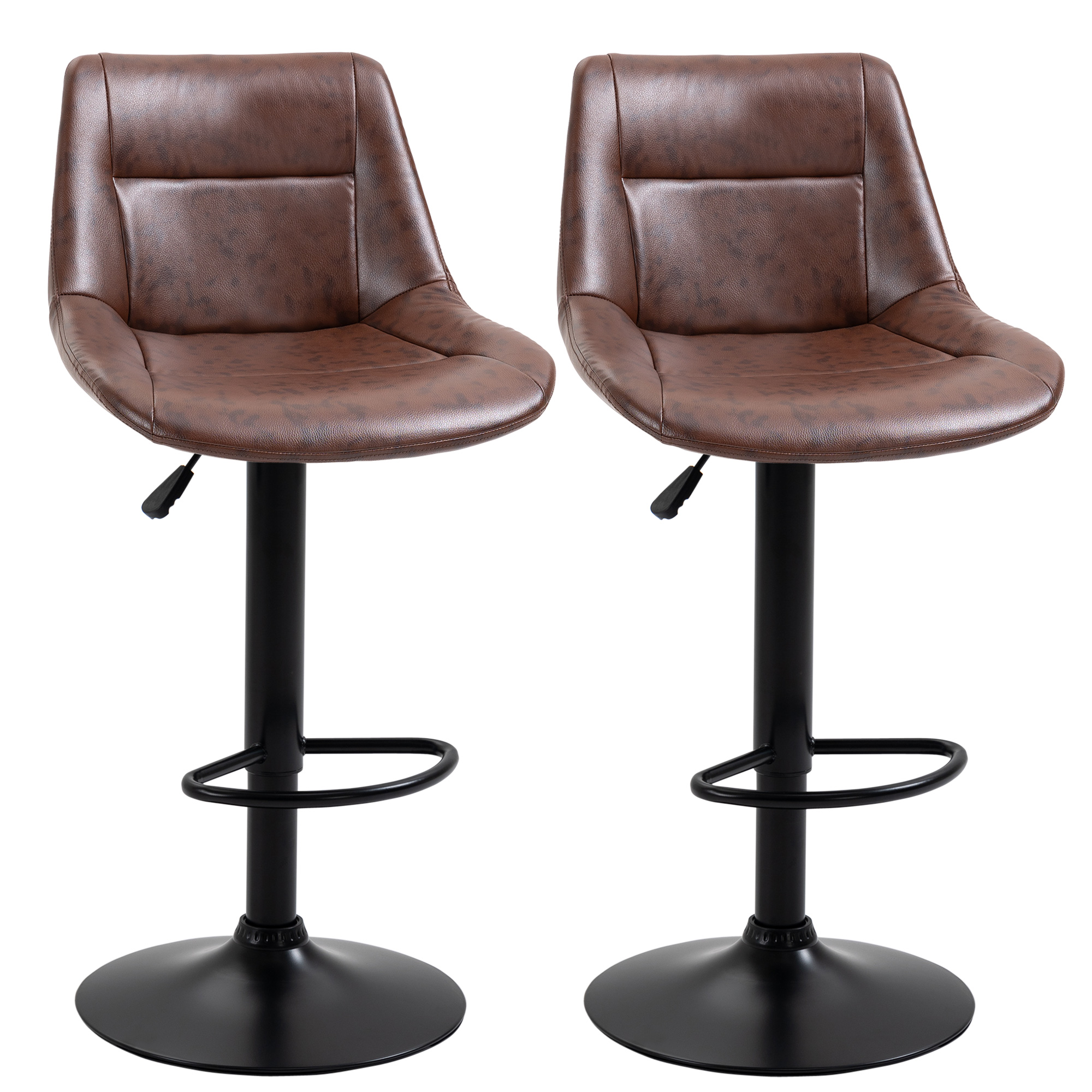 Homcom - Lot De 2 Tabourets De Bar Vintage Réglable Pivotant Avec