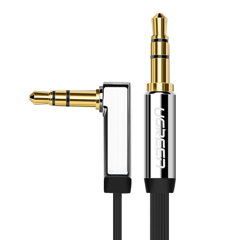 Ugreen Schwarz Flaches Aux-Audiokabel Mit 3,5-Mm-Miniklinkenstecker, 2 M, Silber