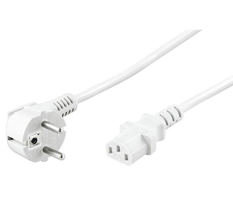 Microconnect Weiß -Stromkabel, 3 M, Abgewinkelter Schuko-Stecker