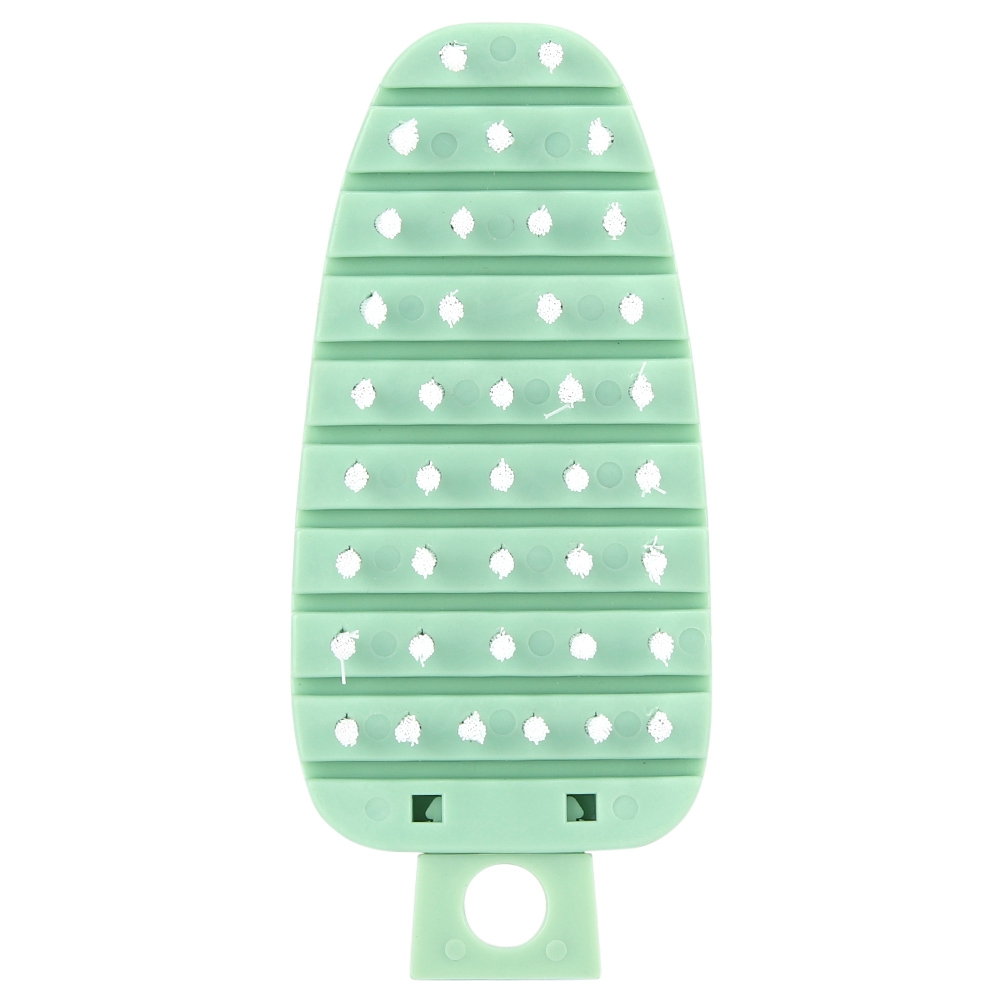 Brosse à légumes et vaisselle ergonomique en PP/PE, poils doux 1,3 cm, trou de suspension, vert