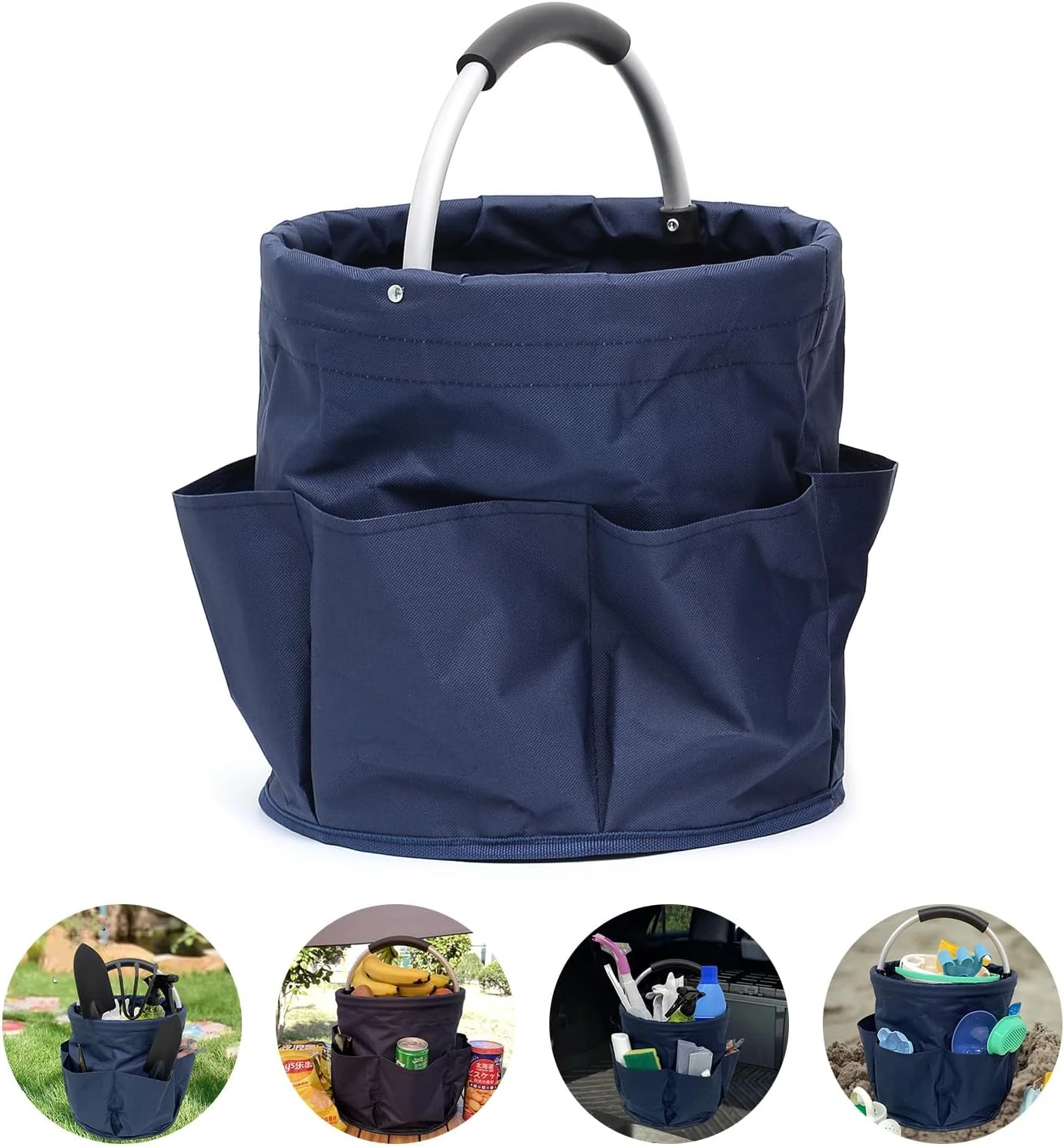 Sac à outils de jardin pliable 17 L en tissu Oxford 600D, 28 x 28 cm, bleu
