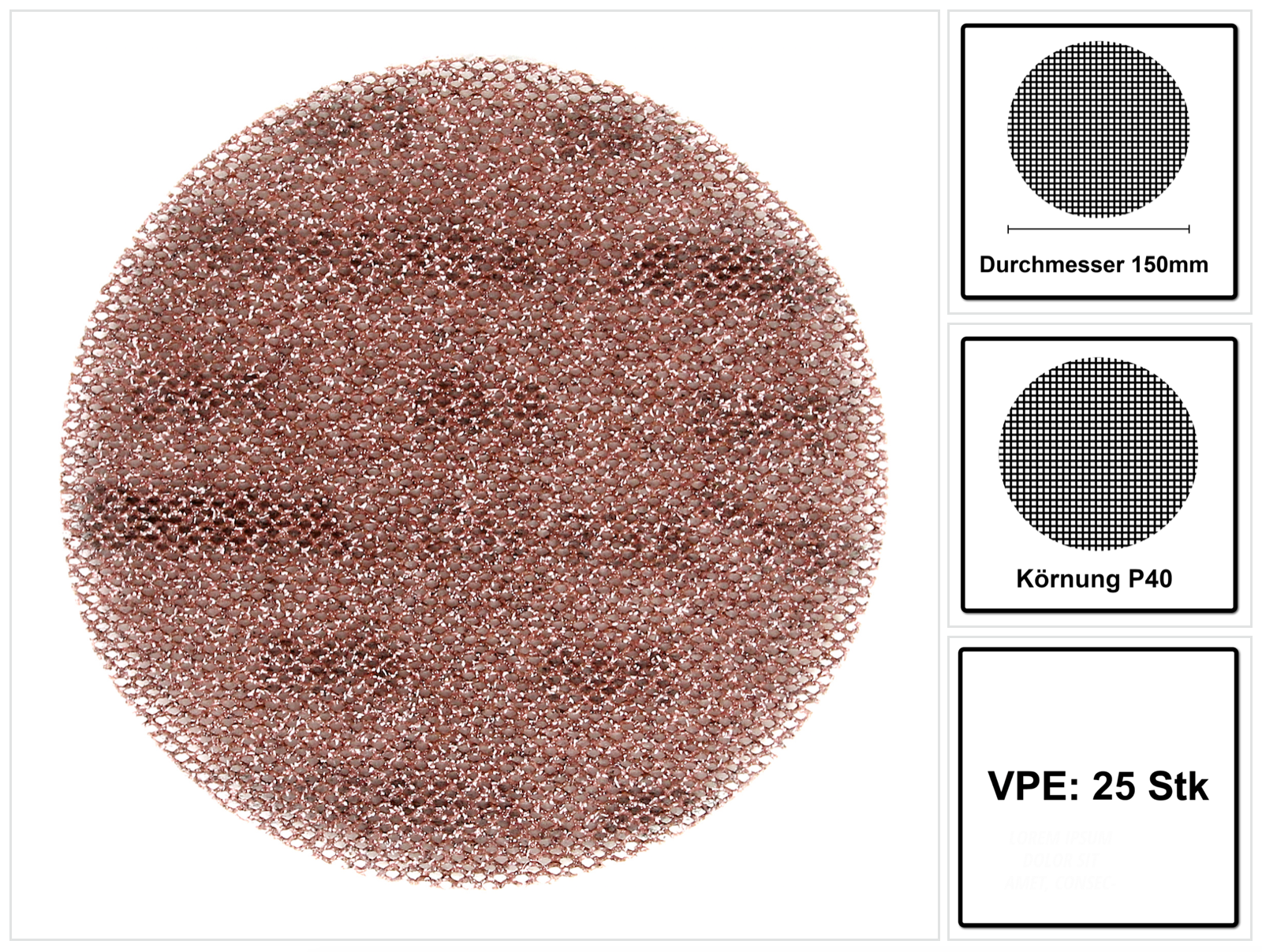 Mirka Haftschleifscheibe Abranet Ace Hd Grip 150 Mm Körnung 40Für Holz / Metall / Lack / Kunststoff Korund Lochanzahl Gitternetz
