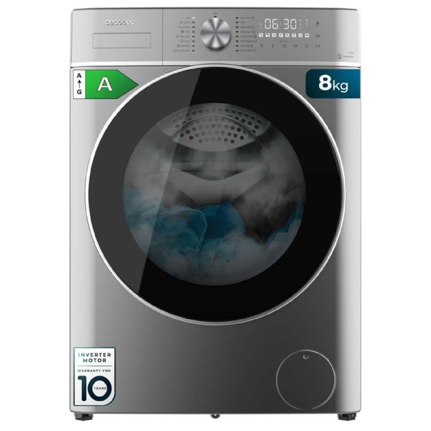 Cecotec - Waschmaschine 8kg De Frontlader Bolero Dresscode 8800 Inverter Steel A. 1400rpm, 2000w, 16 Programme, Motor Inverter Plus, Niedriger Stromverbrauch, Steammax, Automatische Beladung Und Xxl Tou