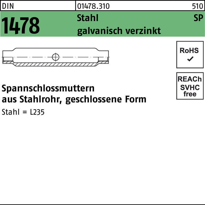 Oem Din 147 Spannschlossmuttern Stahl Üz Sp M 24 Galvanisch V