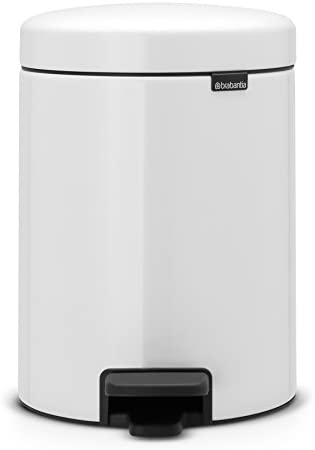 Brabantia Weiß Newicon 112065-Abfalleimer Mit Pedal, 5 L, Farbe Edelstahl