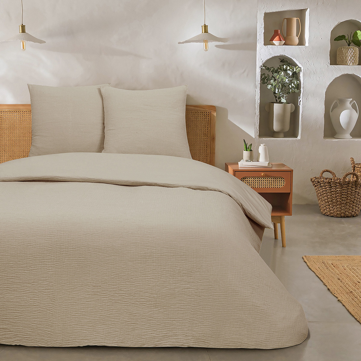 Parure De Lit Double En Gaze De Coton 240x220cm