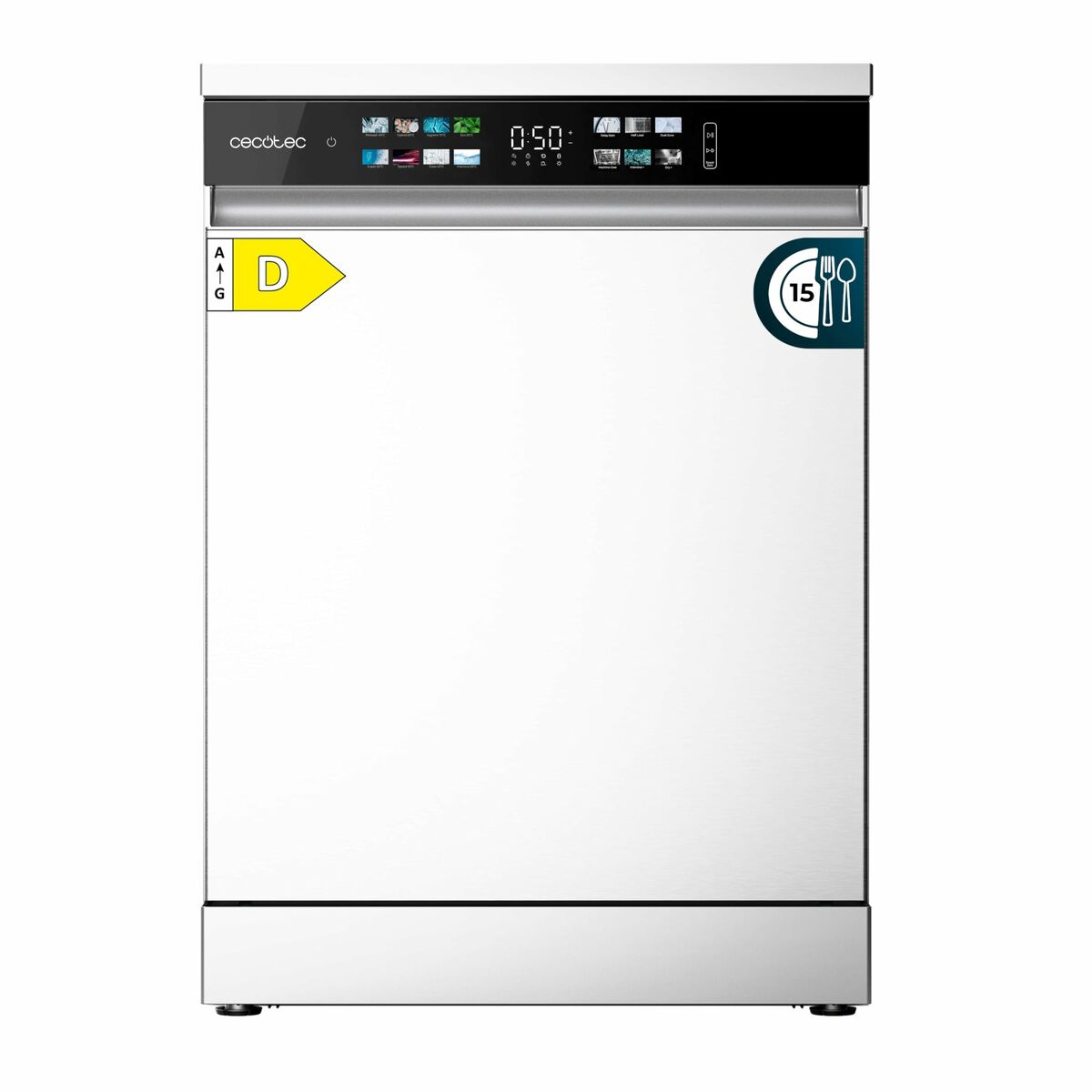 Cecotec Lavavajillas 60 cm Libre Instalación Bolero Aguazero 6210 D. 15 Cubiertos, Bajo Consumo, Pantalla Fullcolor XXL
