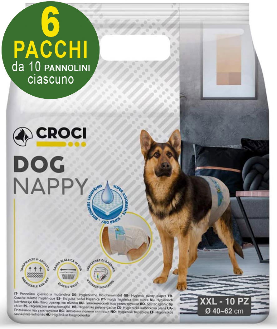 Croci 60 Pannolini Igienici Per Cani Dog Nappy Xxl 40-62 Cm - 6 Pacchi Da 10 Pezzi Cad. - Bild 2