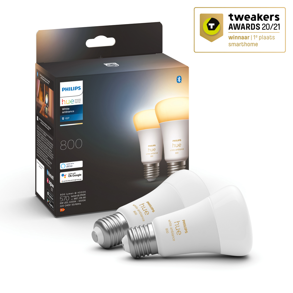 Philips-Hue Licht Philips Hue White Ambiance Pack 2 Intelligente Led-Lampen 6 W E27 Warmes Bis Kaltweißes - Bild 2