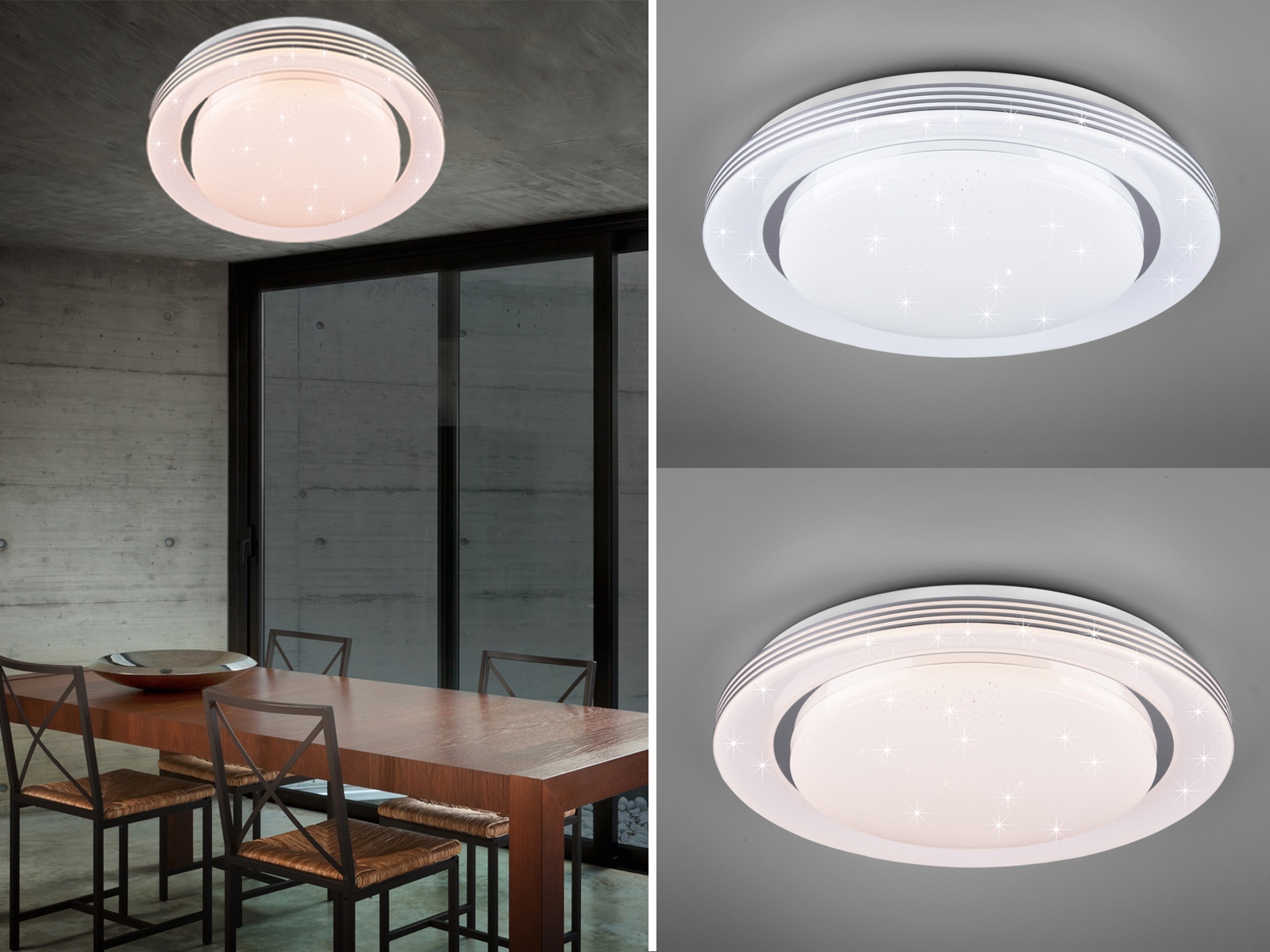 Led Deckenleuchte Atria Fernbedienung, Dimmbar Sternenhimmel, Weiß Ø38cm